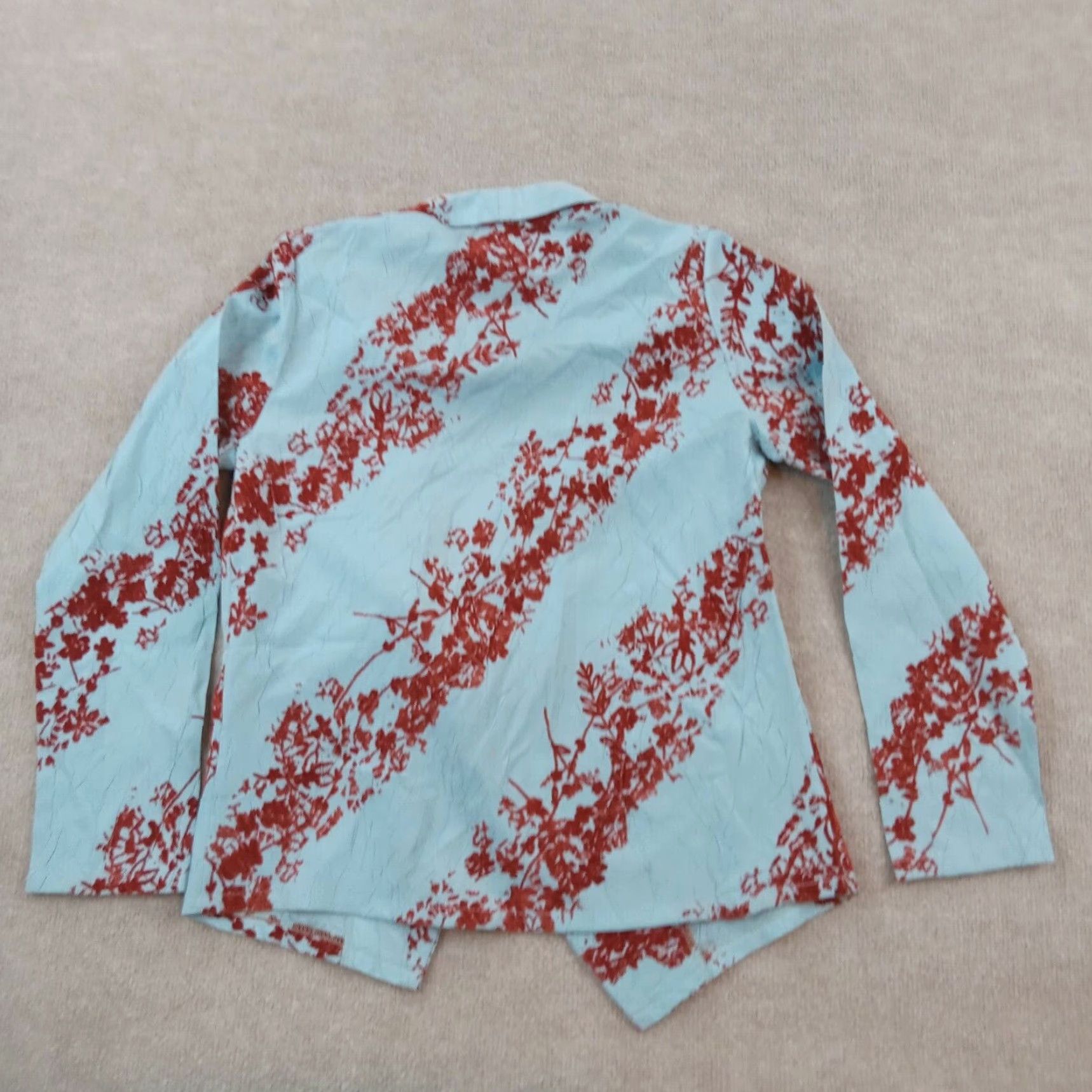 Vintage Alberto Makali Womens Small Blue Floral Lightweight Open Front Jacket Size S / US 4 / IT 40 - 7 Thumbnail