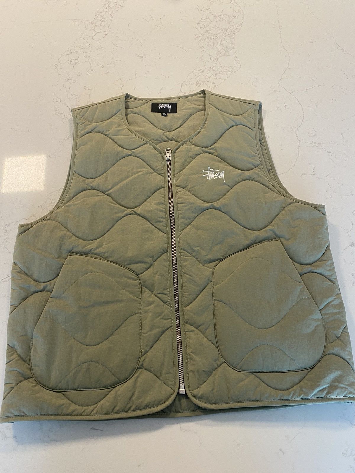 Stussy Diamond quilted vest sage green Medium M