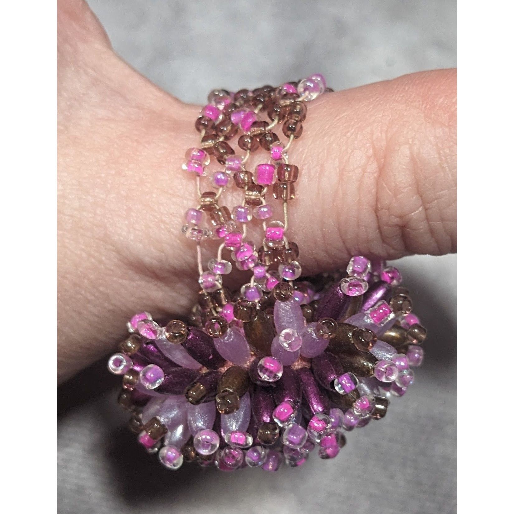 Other Fairycore Pink And Purple Glass Beaded Pompom Ring Size 14 1 Size ONE SIZE - 7 Thumbnail