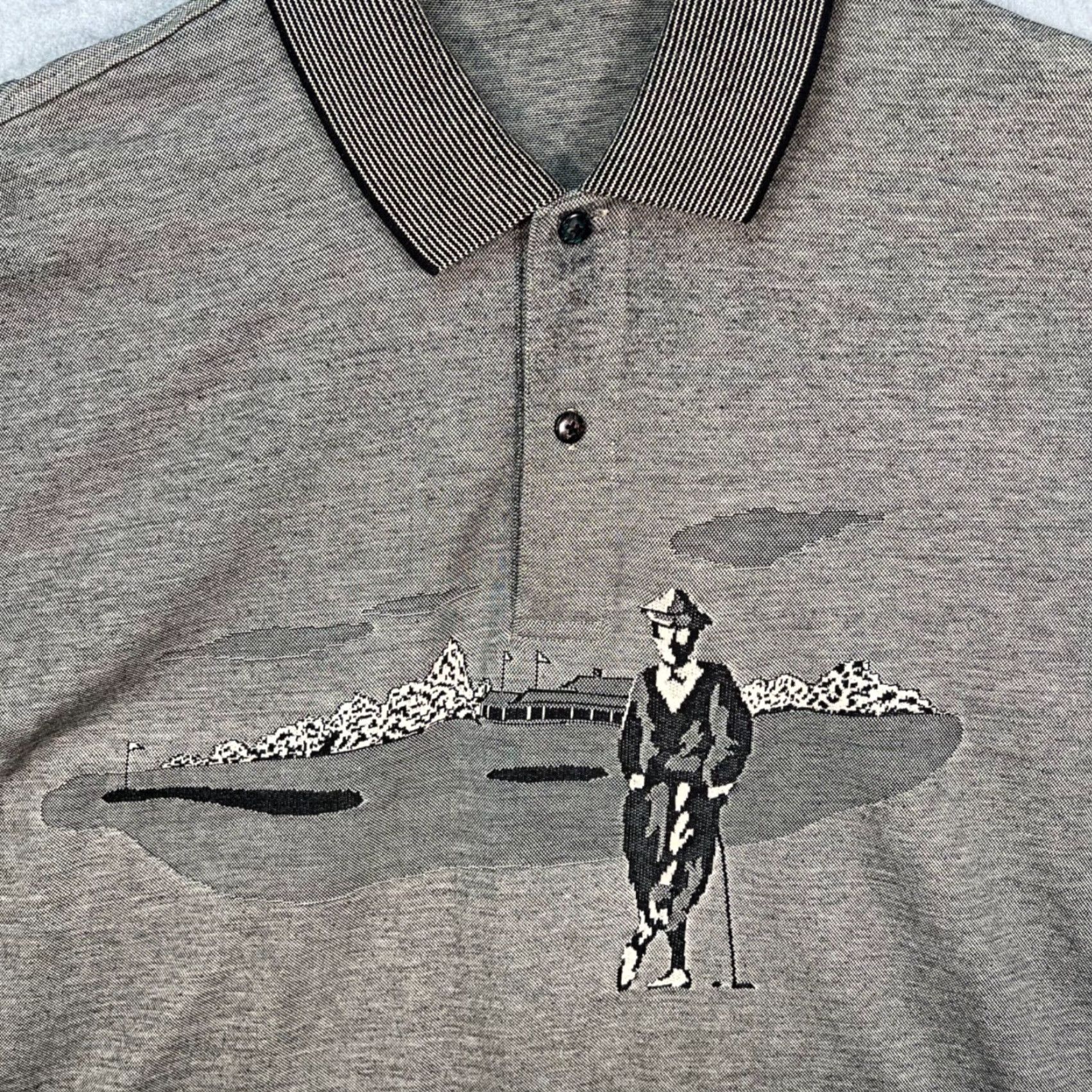 Vintage VINTAGE Pro Celebrity Polo Shirt Mens XL Gray Golf Theme Graphic Cotton Blend Polo Shirt Short Sleeve Button Closure Collared Casual 8/10 Mens Size US XL / EU 56 / 4 - 4 Thumbnail