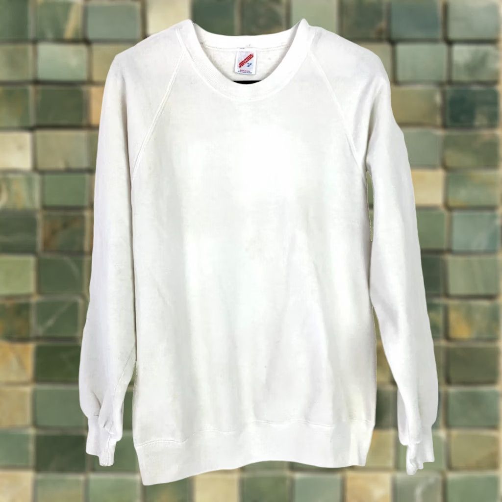 Jerzees VINTAGE Jerzees Sweatshirt Crew Neck White 50/50 Unisex Adults Large 42-44 USA 90s Size US L / EU 52-54 / 3 - 1 Thumbnail