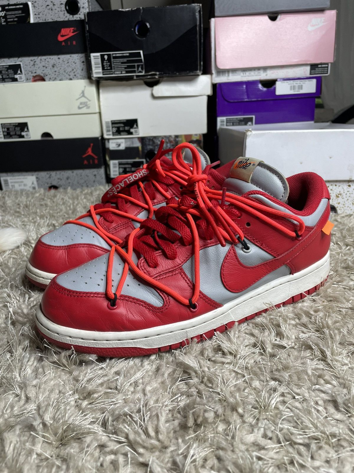 Nike × Off-White Nike x Off White Dunk Low University Red Size US 9 / EU 42 - 1 Thumbnail