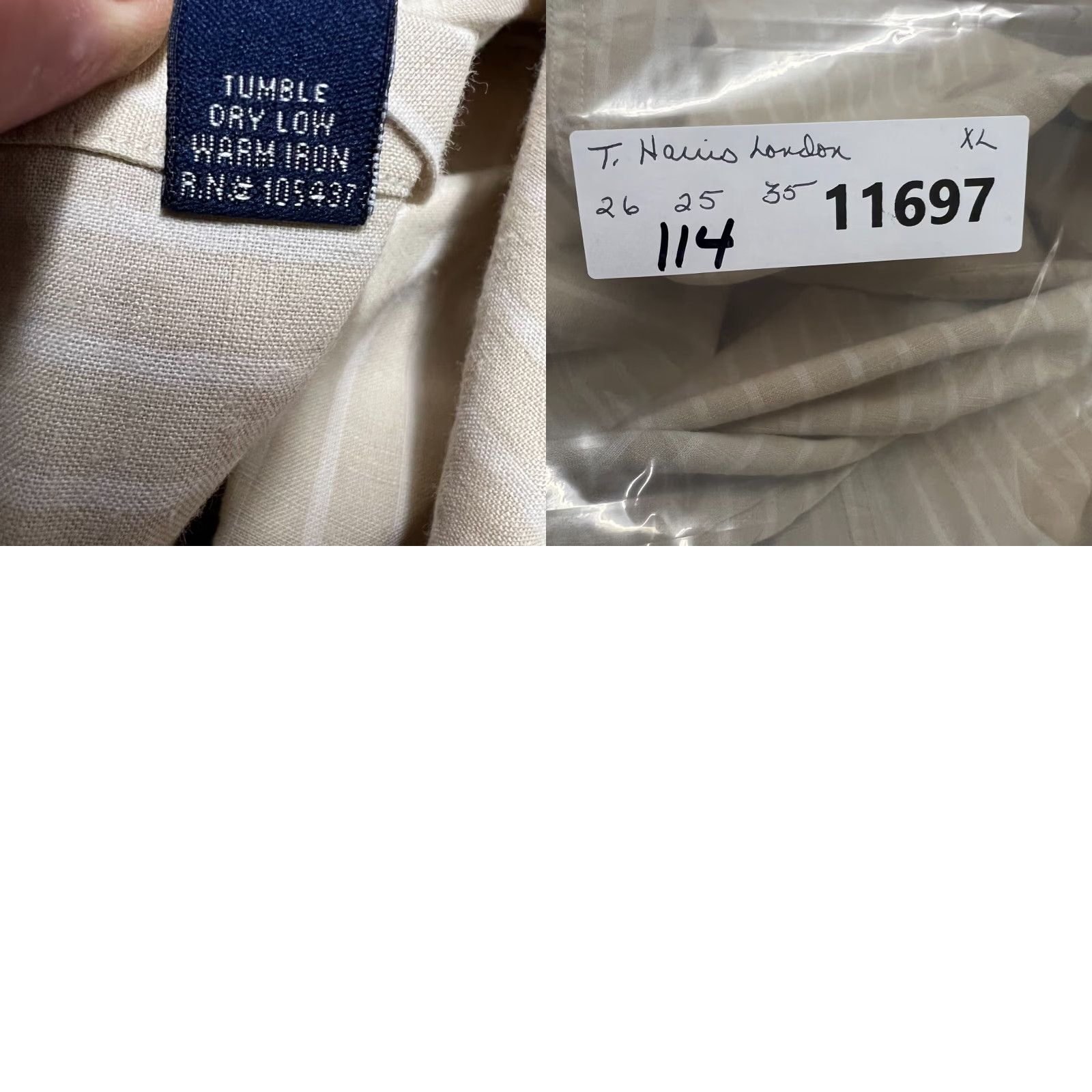 Vintage T. Harris London Striped Button-Up Shirt Mens XL Beige Casual Business Size US XL / EU 56 / 4 - 8 Thumbnail
