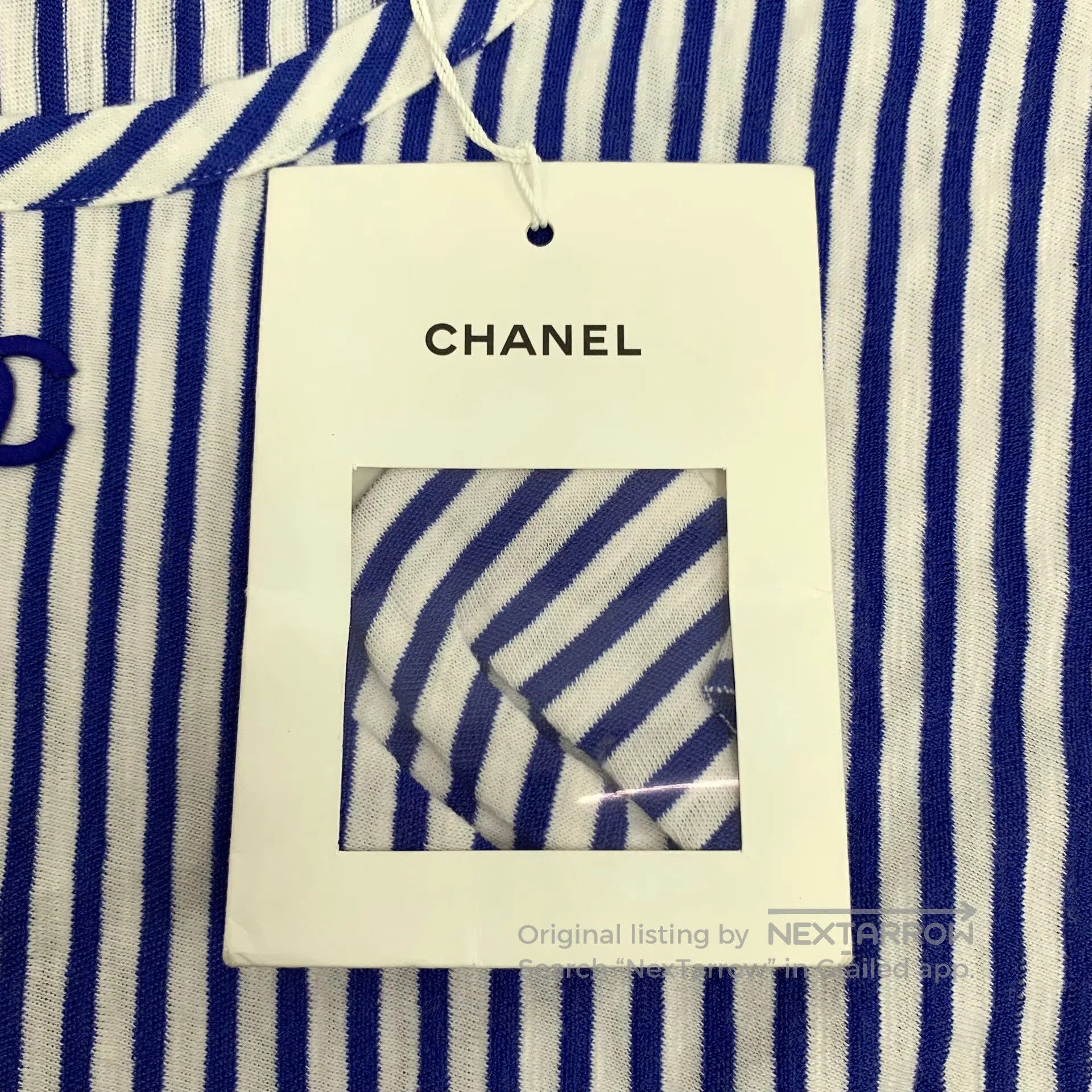 Chanel Chanel Blue Striped Cotton Crew Neck Short Sleeve Dress| Size XS / US 0-2 / IT 36-38 - 8 Thumbnail