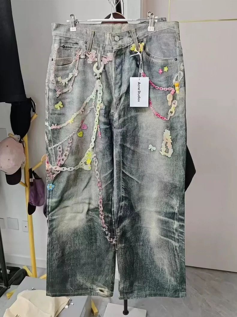 Acne Studios acne studios Make old washed candy chain jeans 2503-Nextarr Size US 36 / EU 52 - 1 Thumbnail
