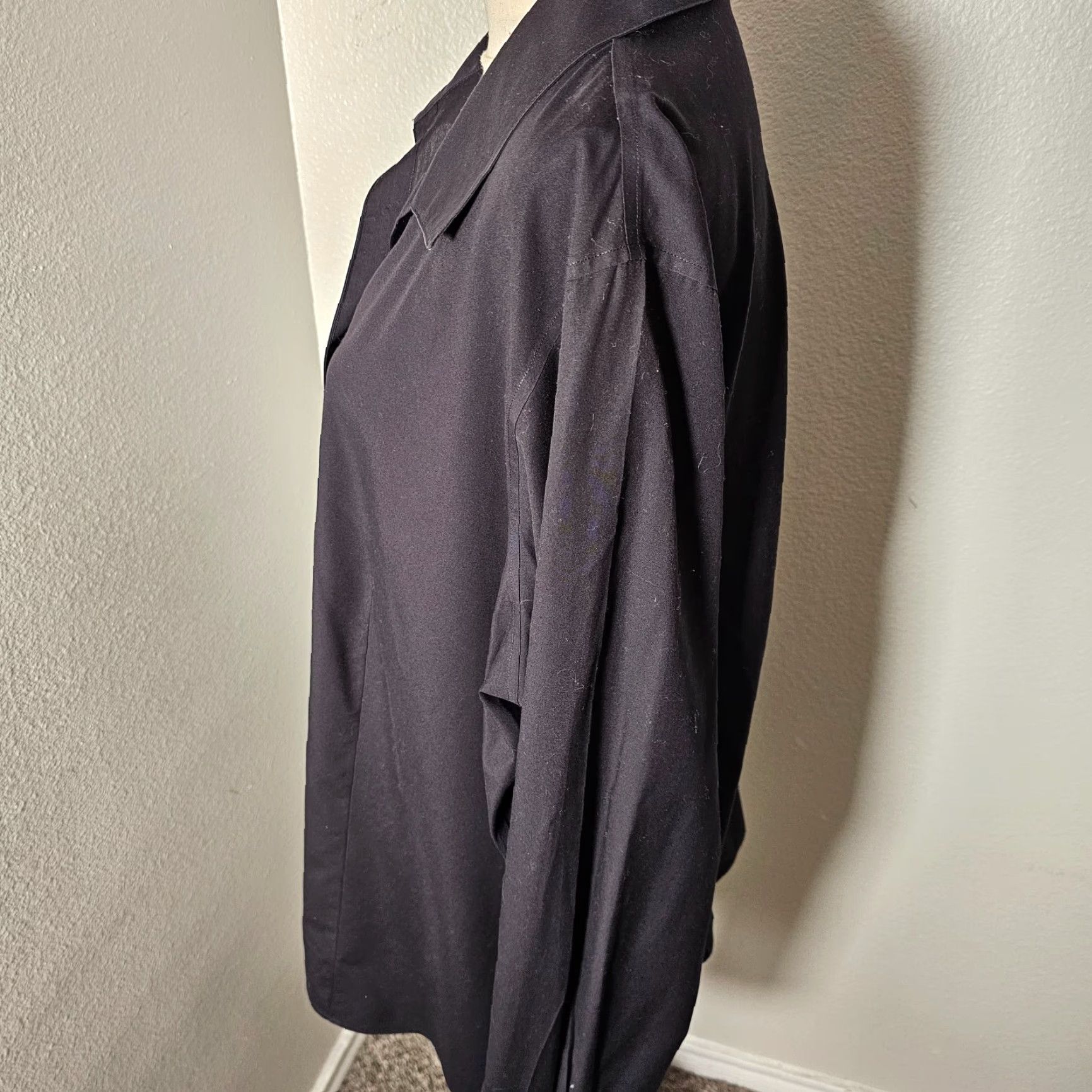 Talbots VINTAGE Talbots Plus Size 20W Black Long Sleeve Button Shirt Collared Top Casual Business Women's Size 3XL / US 20-22 - 2 Thumbnail