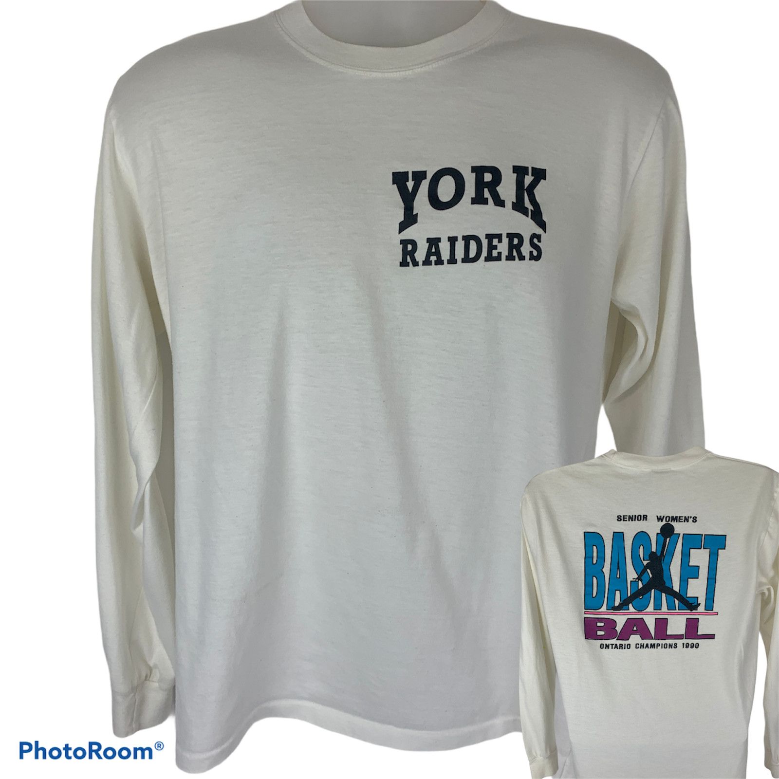 Vintage Vintage 90s York Raiders Basketball T Shirt White Womens XL Size XL / US 12-14 / IT 48-50 - 1 Thumbnail
