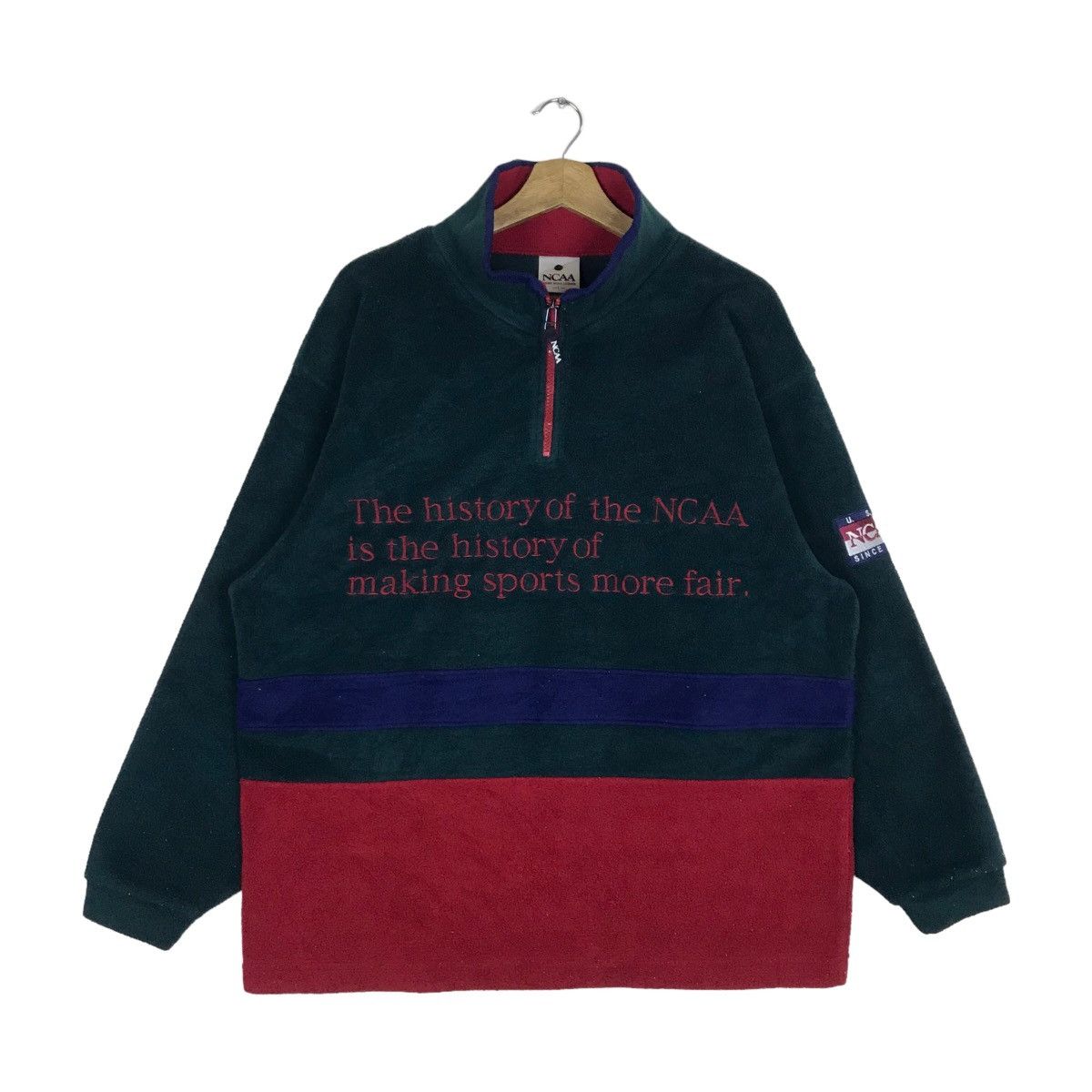 Vintage NCAA by Descente Color Block Half Zip Fleece