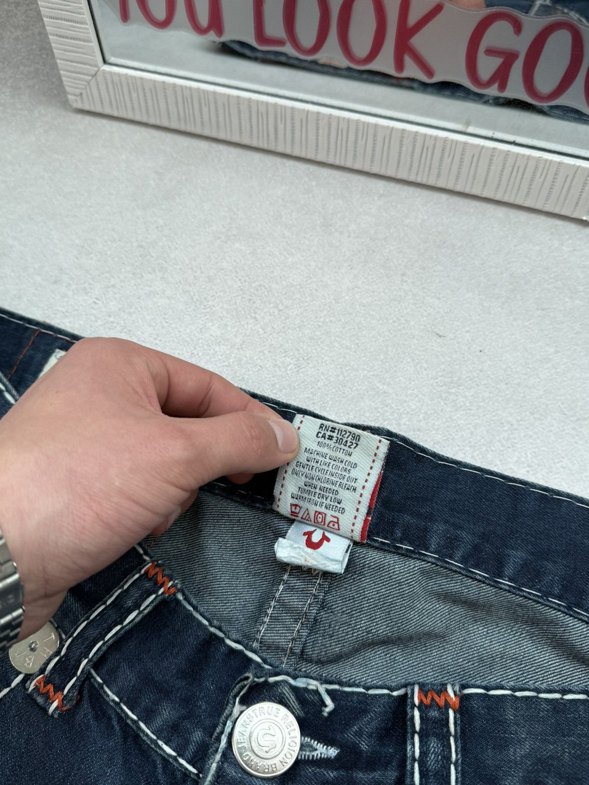 True Religion True Religion Men’s Distressed Slim Jeans Dark Wash Ripped Size US 33 - 7 Thumbnail