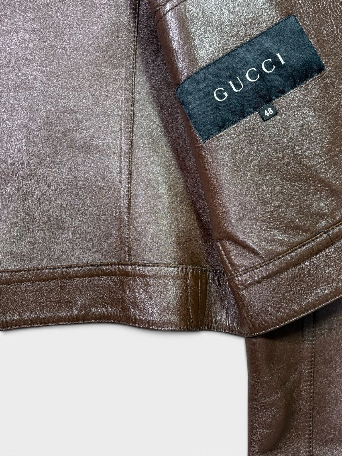 Gucci 00's Brown Leather Jacket by Gucci Size US M / EU 48-50 / 2 - 7 Thumbnail