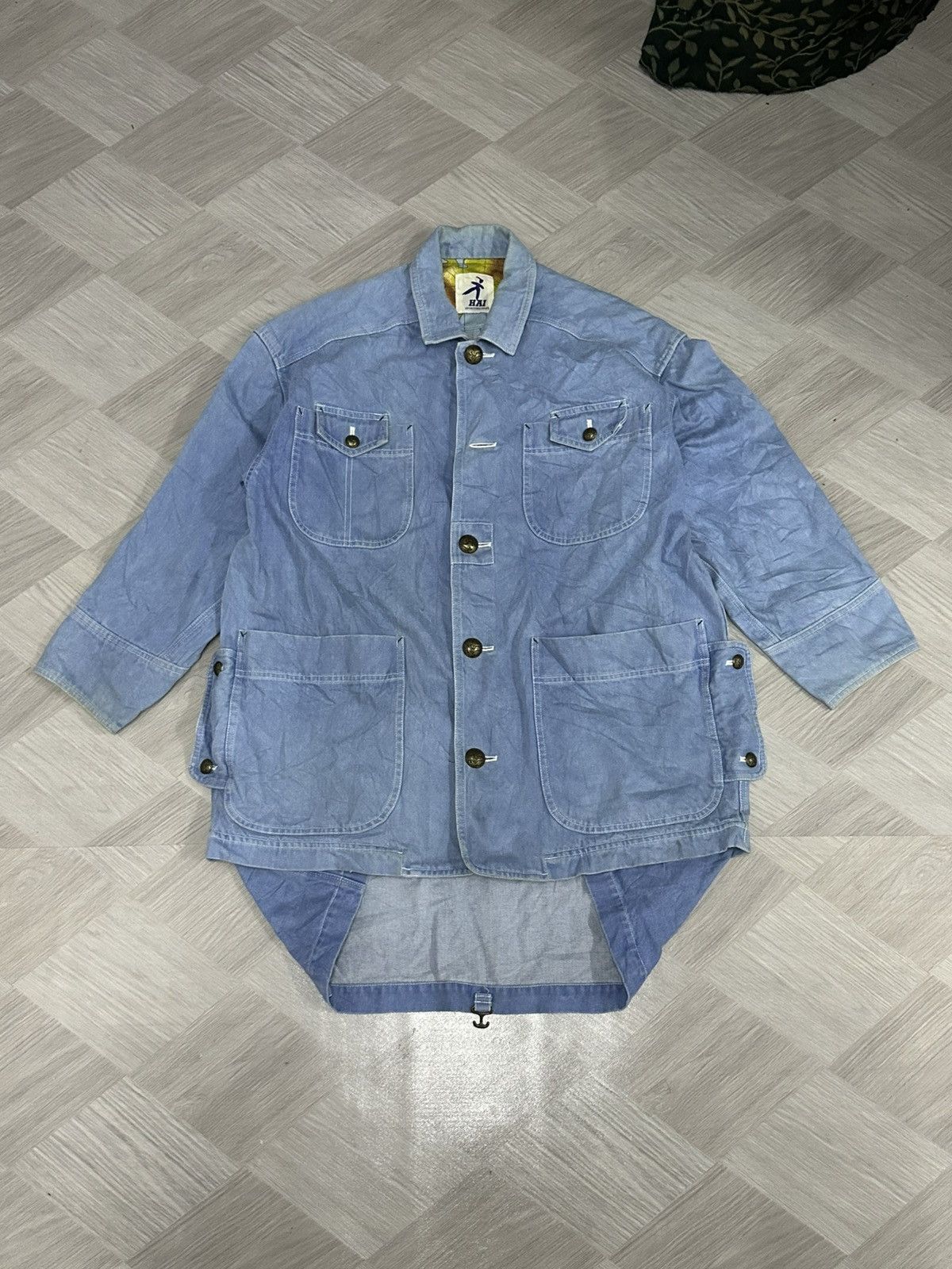 Hai Sporting Gear × Issey Miyake 1990 - Hai Sporting Gear Denim Cargo Jacket (Issey Miyake) Size US XL / EU 56 / 4 - 8 Thumbnail