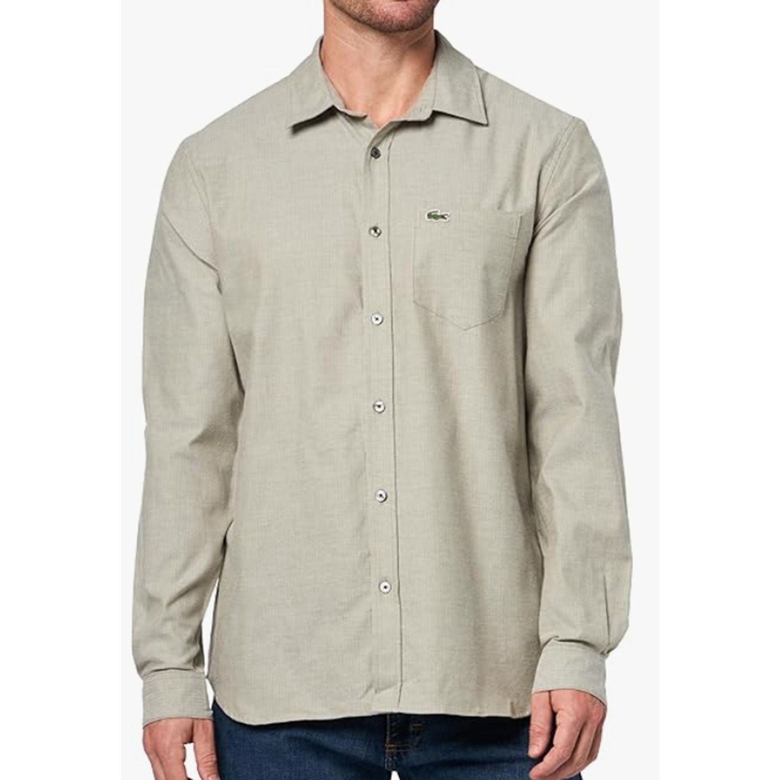 Lacoste Lacoste Men's Regular Fit Cotton Shirt, Blanc White S Size US S / EU 44-46 / 1 - 1 Thumbnail