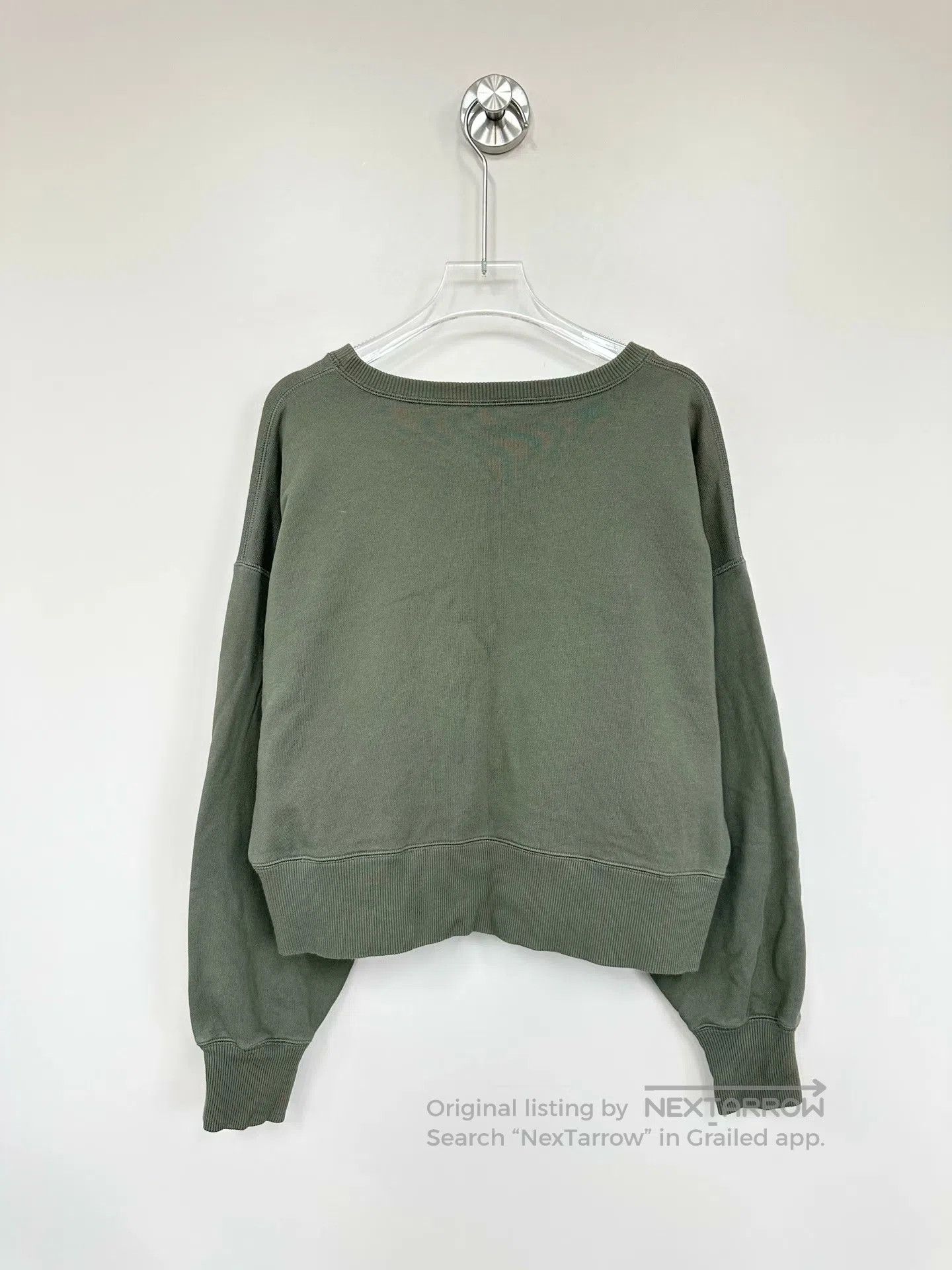 Celine CELINE Khaki Green Letter Printed Logo Sweatshirt| Size US M / EU 48-50 / 2 - 2 Thumbnail