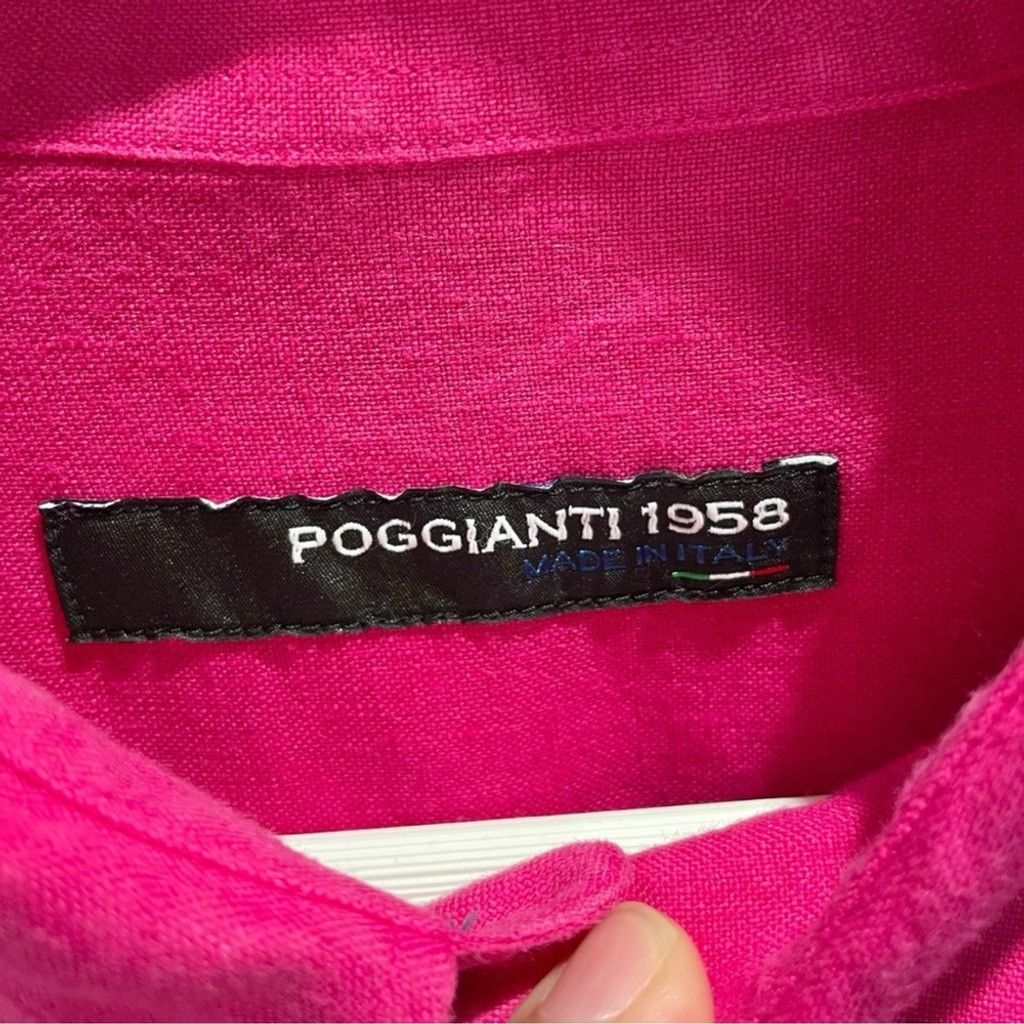 Other Poggianti Hot Pink 100% Italian Linen Shirt Size 17.5/ IT 44 Size US L / EU 52-54 / 3 - 4 Thumbnail