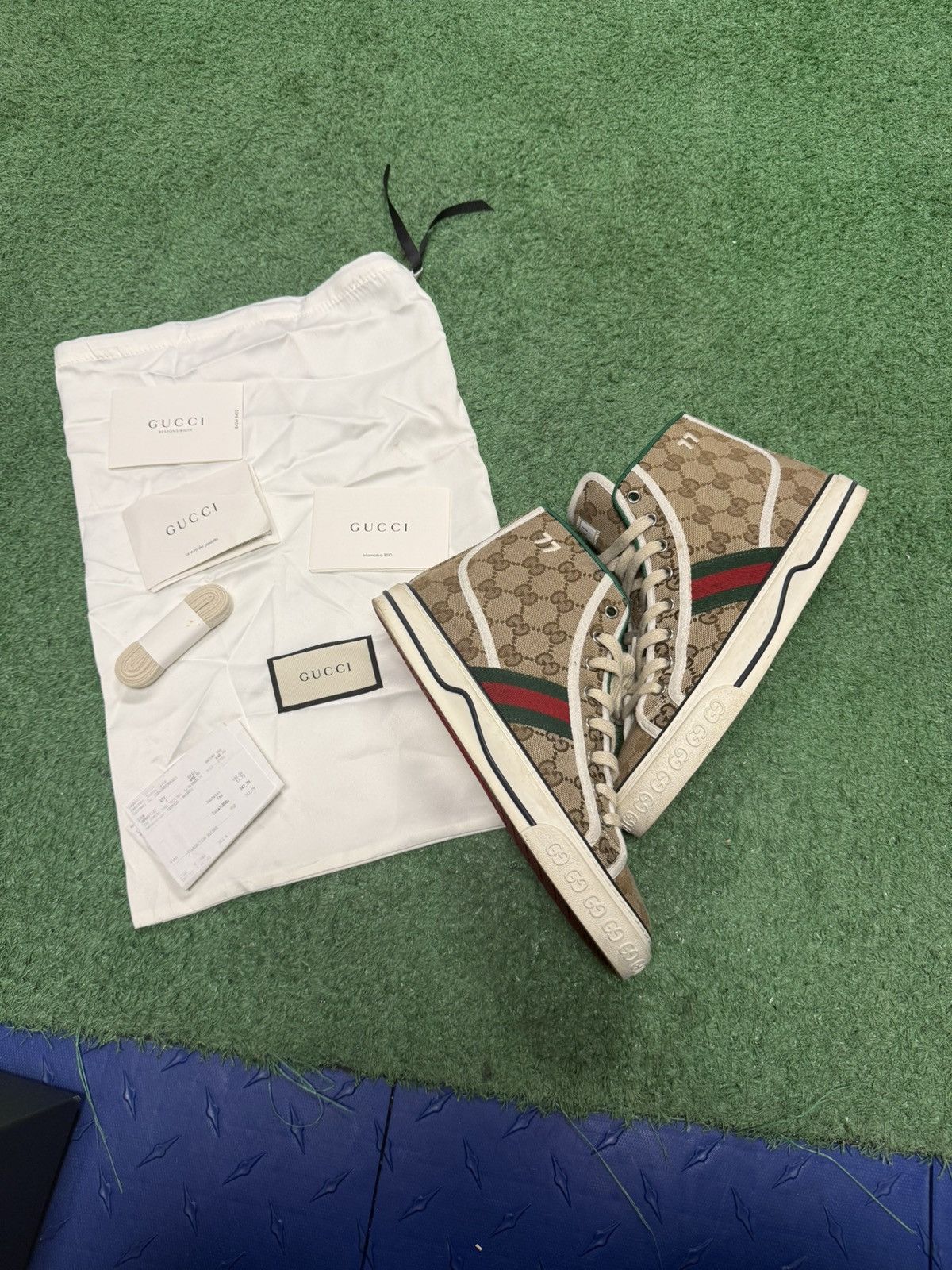 Gucci Gucci monogram high tops sz 38 Size US 8 / IT 38 - 1 Thumbnail