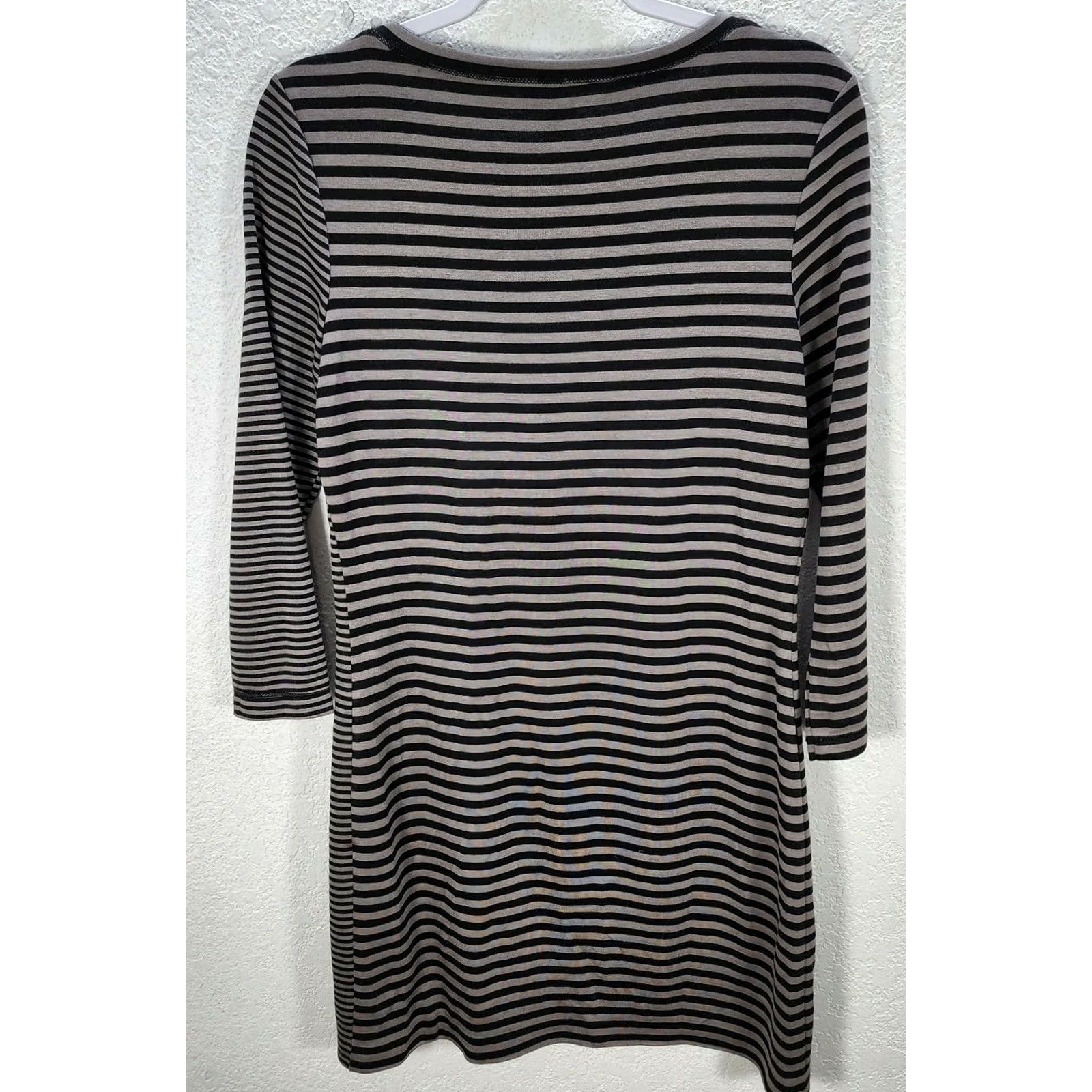 Vintage Women’s Max Studio Black Brown Striped Long Sleeve Shirt Dress Tunic Casual M Size M / US 6-8 / IT 42-44 - 5 Thumbnail
