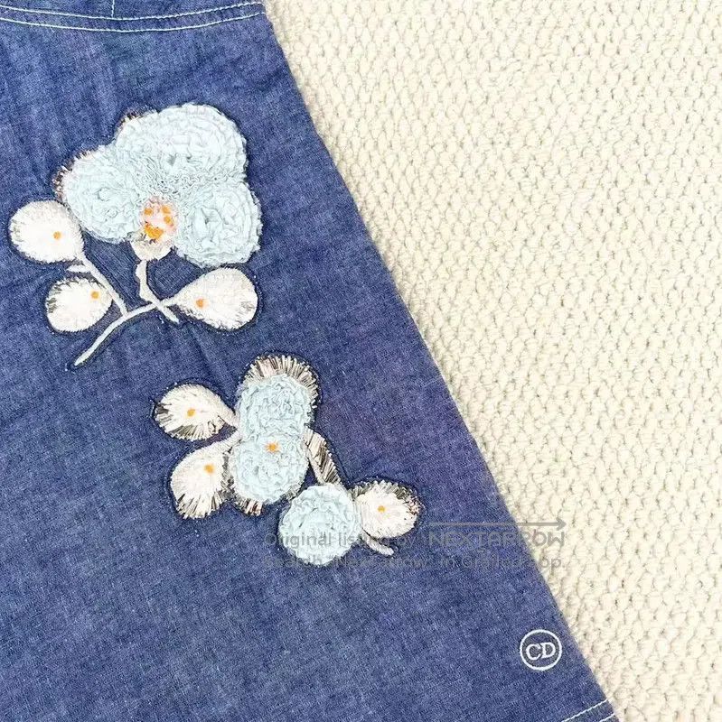 Dior Dior Denim Midi Dress with Floral Design . Size S / US 4 / IT 40 - 3 Thumbnail