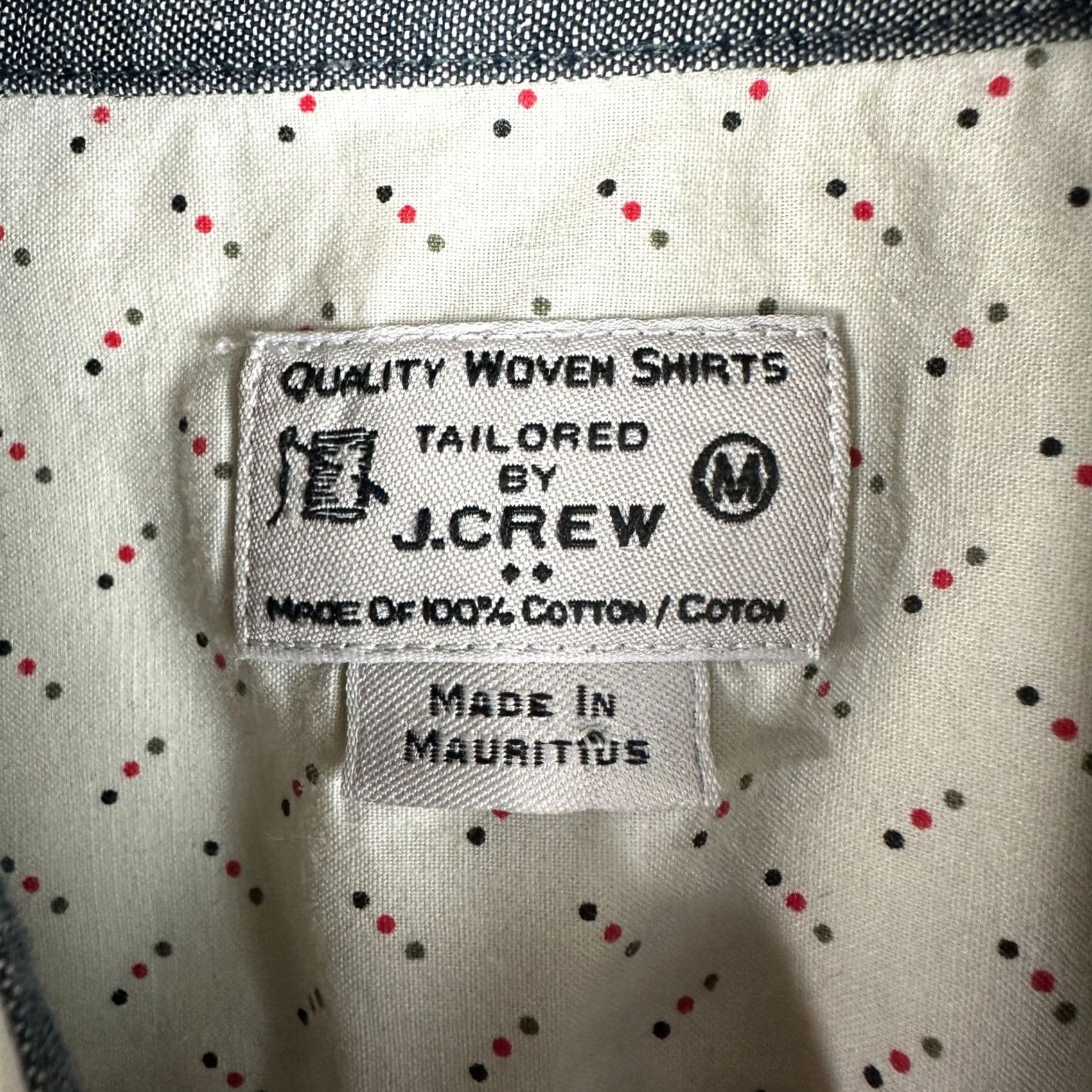J.Crew J.CREW Shirt Men M Button-Down Cream Cotton Dotted Pocket Long Sleeve Button Up Adult Regular Size M Ivory Geometric Classic Modern Size US M / EU 48-50 / 2 - 5 Thumbnail