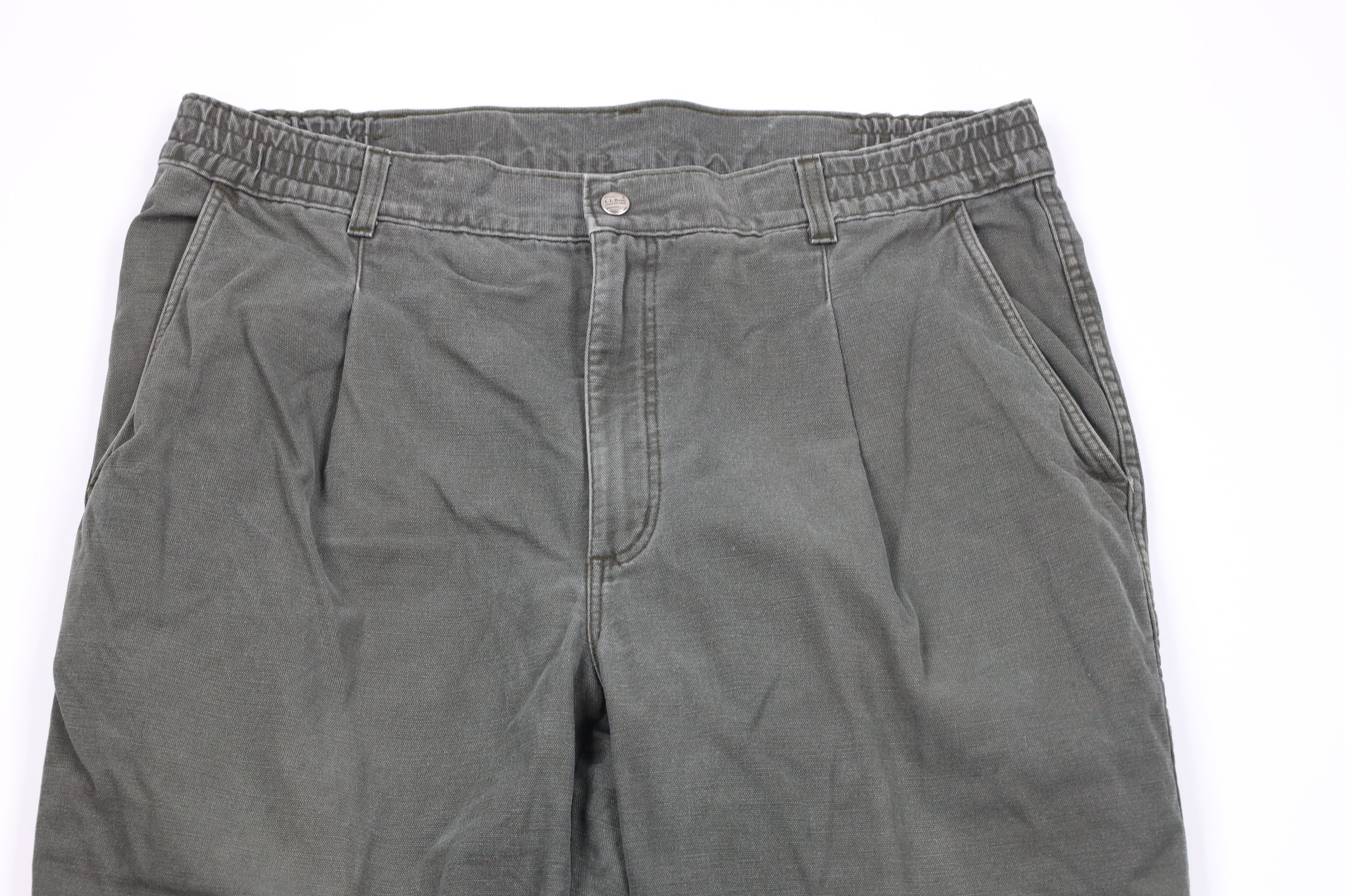 L.L. Bean × Vintage Vintage 90s LL Bean Flannel Lined Canvas Pants Green USA Size US 36 / EU 52 - 2 Thumbnail