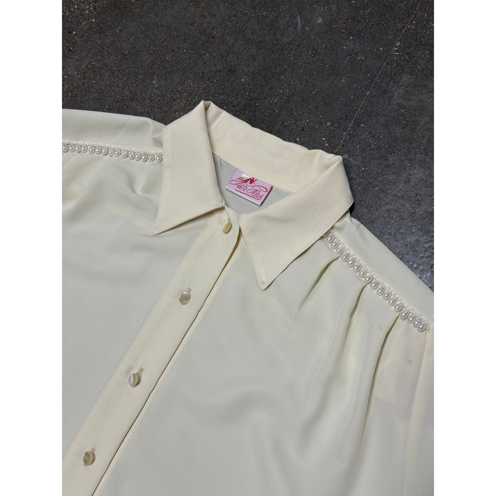 Vintage Vintage European 1970's Women's Pearl Blouse - True Vintage Size L / US 10 / IT 46 - 2 Thumbnail