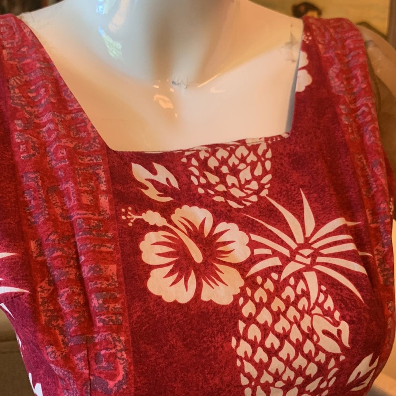 Vintage 80’s Hawaiian long sleeveless shift dress pineapple motif Size S / US 4 / IT 40 - 7 Thumbnail