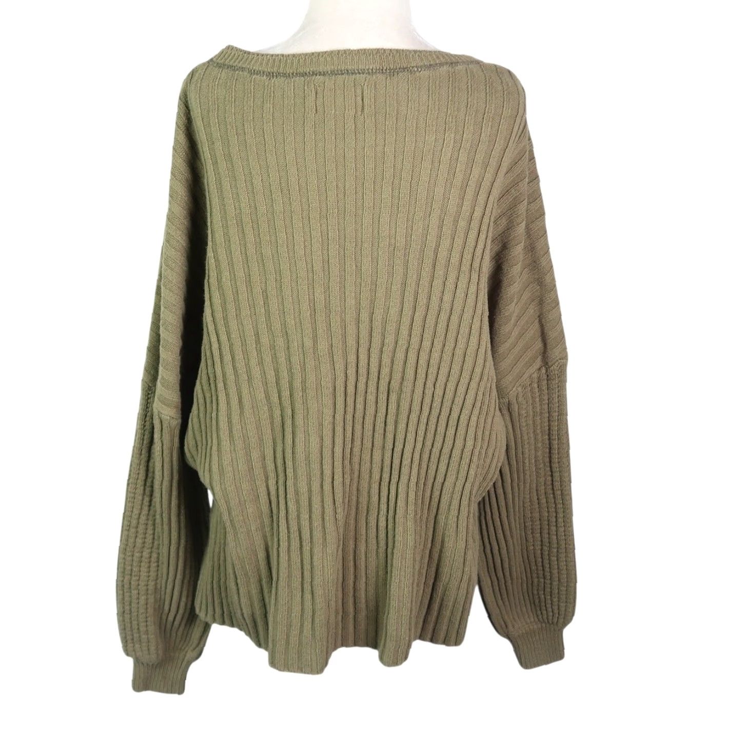Bdg BDG Urban Outfitters Olive Green Notch Neck Pullover Sweater S Womens Knit Cotton Acrylic Long Sleeve Solid Casual Fall Winter Spring Size S / US 4 / IT 40 - 4 Thumbnail