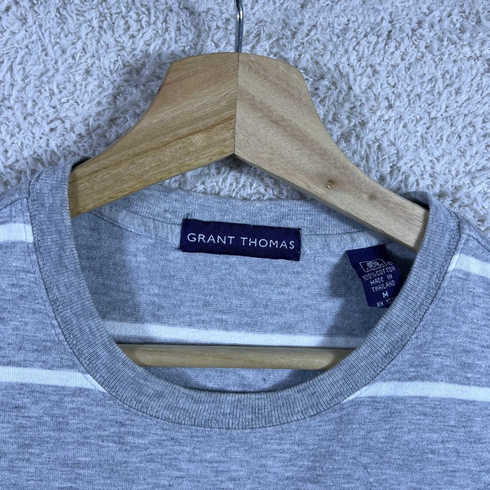 Vintage VINTAGE Grant Thomas 90s Striped T-Shirt Mens M Gray White Surf Skate Y2K Shirt Size US M / EU 48-50 / 2 - 3 Thumbnail