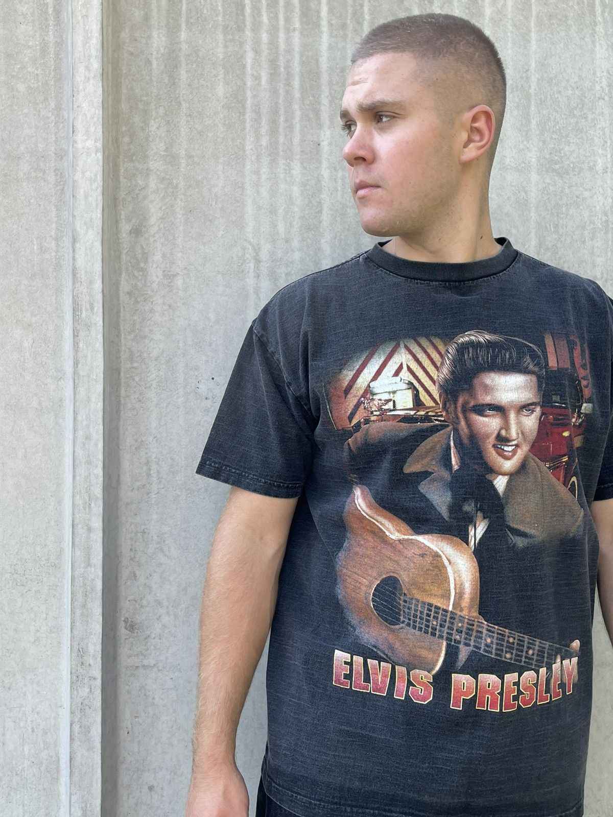 Band Tees × Vintage Vintage Elvis Presley Overprint Band Tee Y2K 90s Streetstyle Size US M / EU 48-50 / 2 - 1 Thumbnail