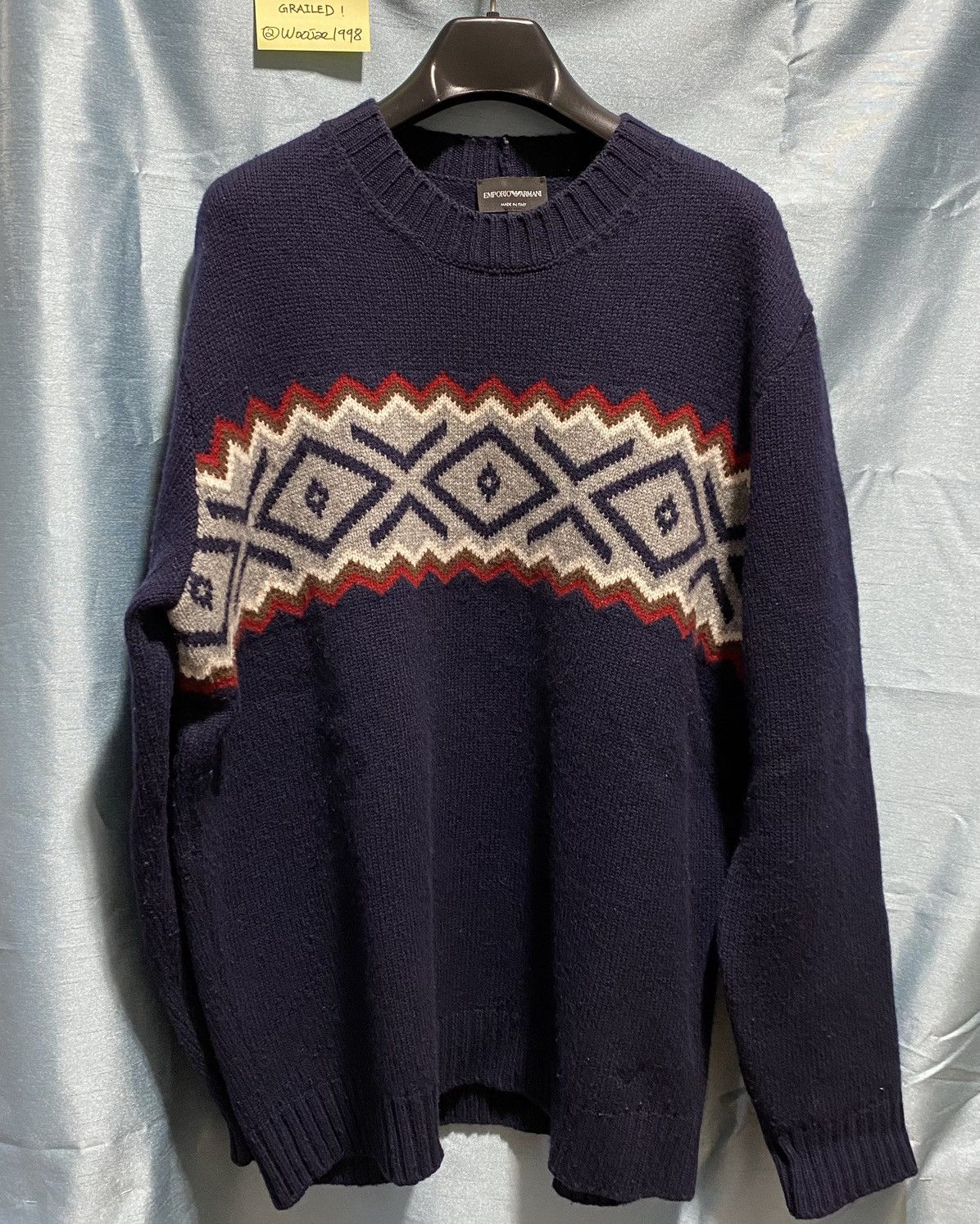 Emporio Armani patterned navy sweater