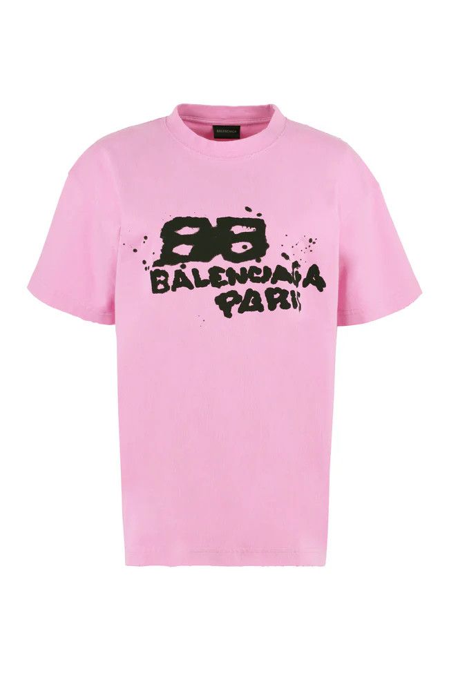 Balenciaga o1mt1gz0924 Hand-Drawn BB Icon T- Shirt Medium Fit in Pink Size S / US 4 / IT 40 - 1 Thumbnail