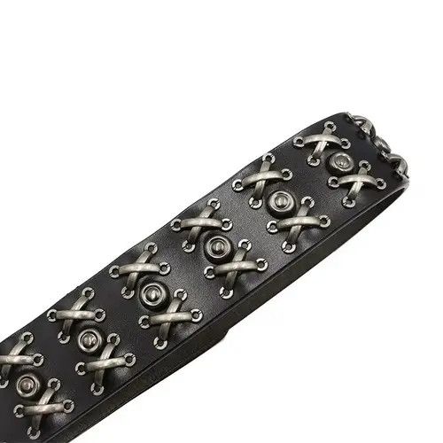 Japanese Brand Kinuka x Miyu The Barb Crook Rivet Cowskin Punk Gothic Belt Size ONE SIZE - 4 Thumbnail