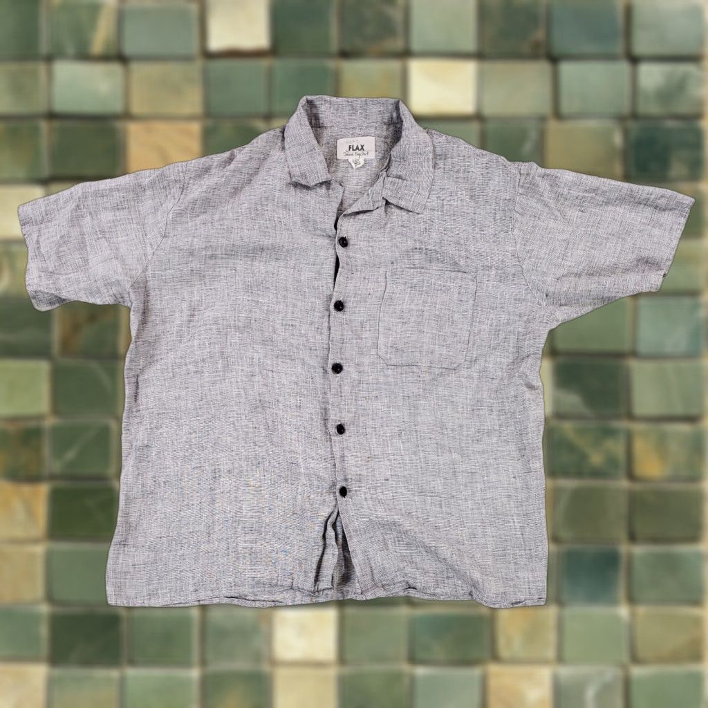 FLAX FLAX Flax Jeanne Englehart 100% Linen Short Sleeve Shirt Women's S Plus Size Gray Linen Short Sleeve Shirt Women's S Size S / US 4 / IT 40 - 1 Thumbnail