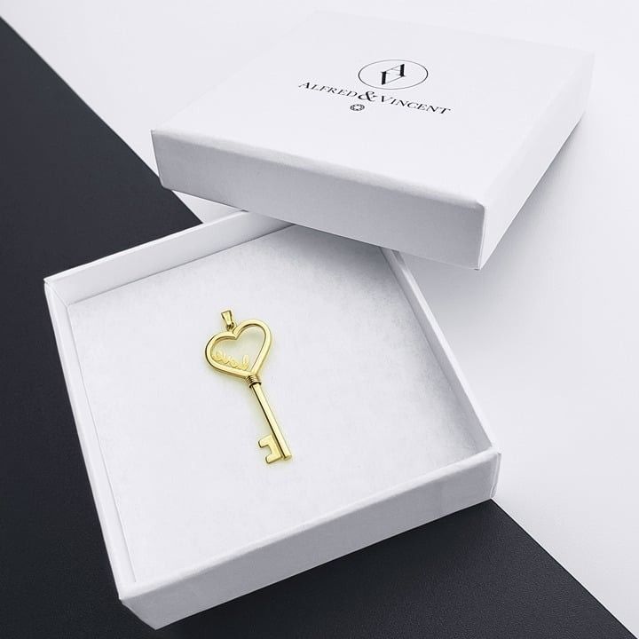 Other Heart Love Script Skeleton Key Charm 14k Yellow Gold Pendant Size ONE SIZE - 3 Thumbnail
