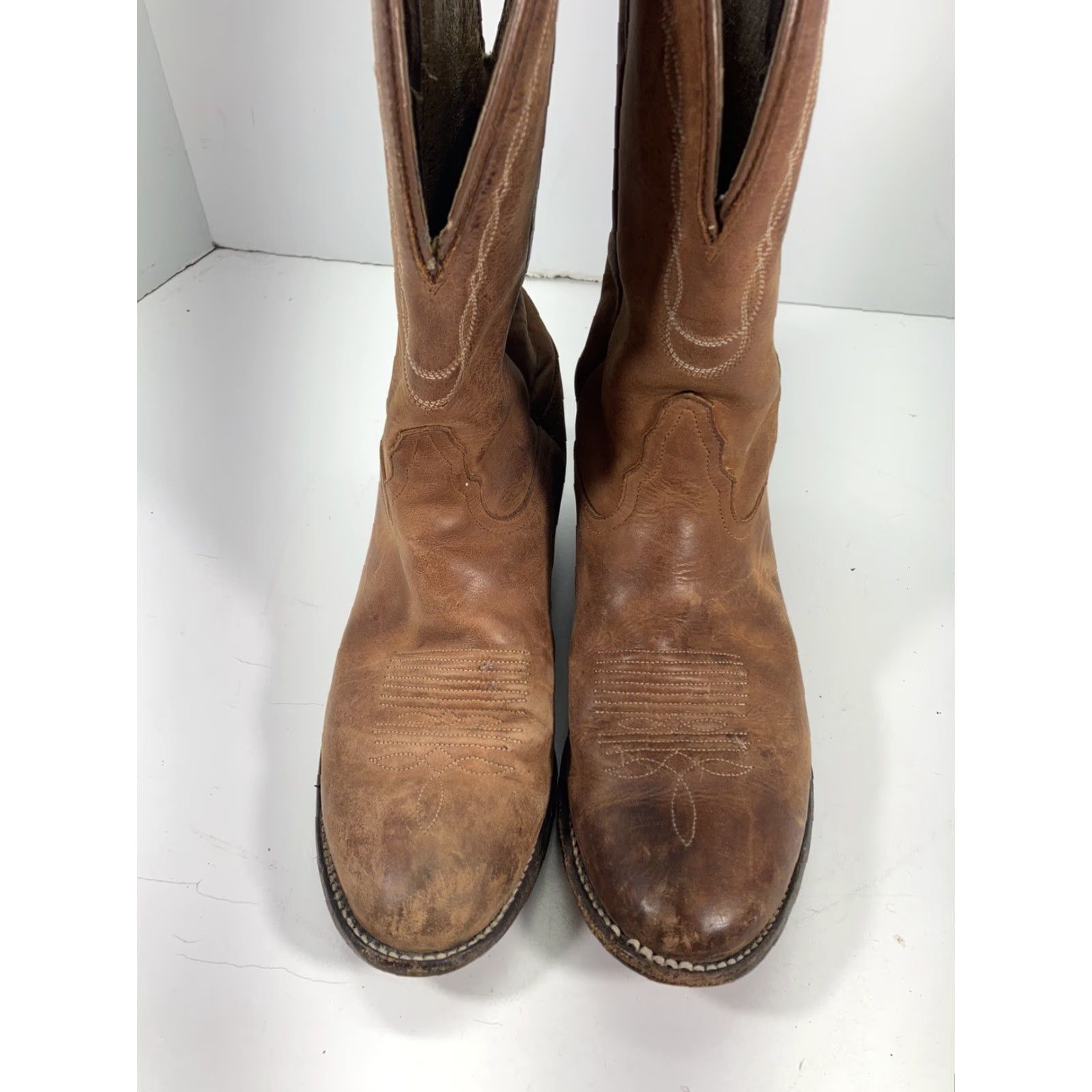 Tony Lama VINTAGE Tony Lama Boots Women 7.5 B Brown Leather 12 Inch Western Rodeo Style 1750 Womens Size US 8 / IT 38 - 2 Thumbnail