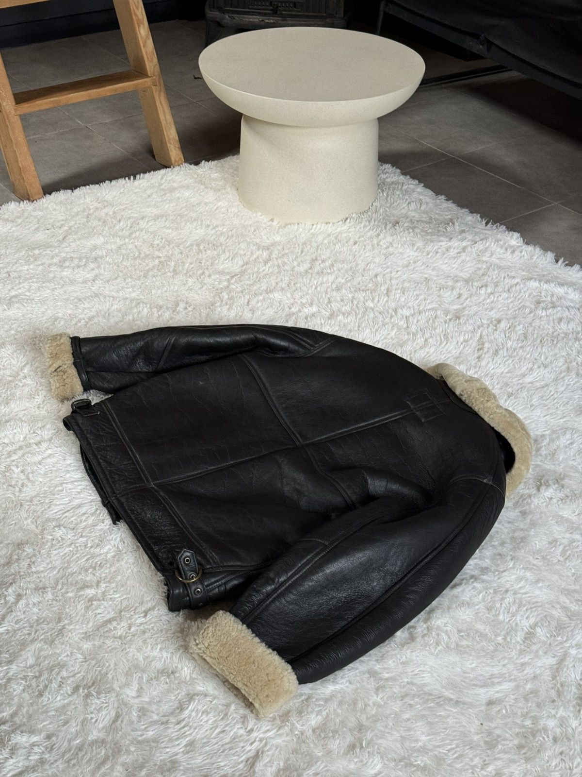 Japanese Brand Lakeland black leather shearling wool aviator jacket Size US L / EU 52-54 / 3 - 16 Thumbnail