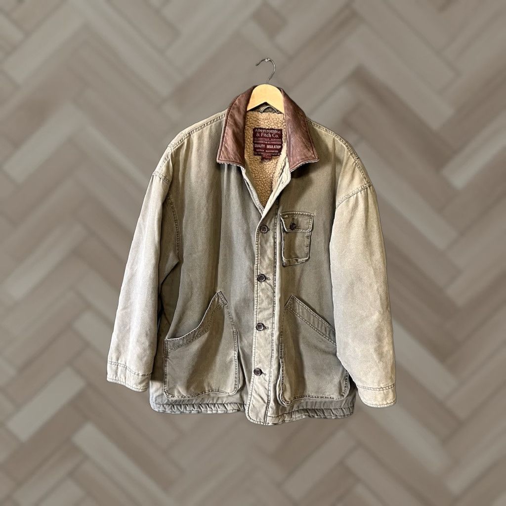 Abercrombie & Fitch VINTAGE Abercrombie & Fitch Jacket Mens Green Canvas Lined Sherpa Button Up Size L Size US L / EU 52-54 / 3 - 1 Thumbnail