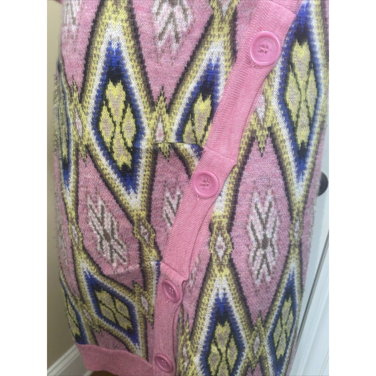 Anthropologie Moth Button Front Funneled Cardigan Short Sleeve Pink Medium Size M / US 6-8 / IT 42-44 - 4 Thumbnail