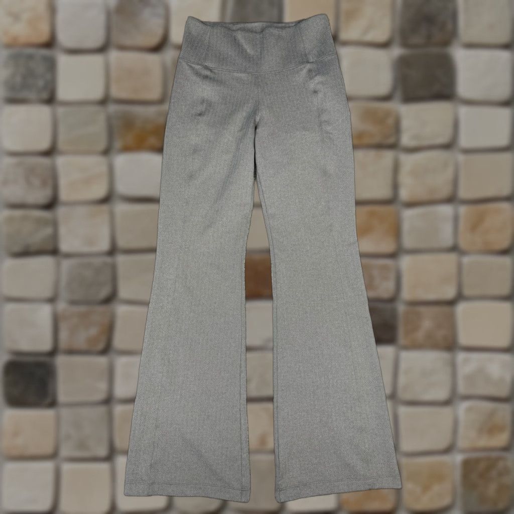 Athleta Delancey Herringbone Flare Pant Women Small Gray Stretch Mid Rise Travel