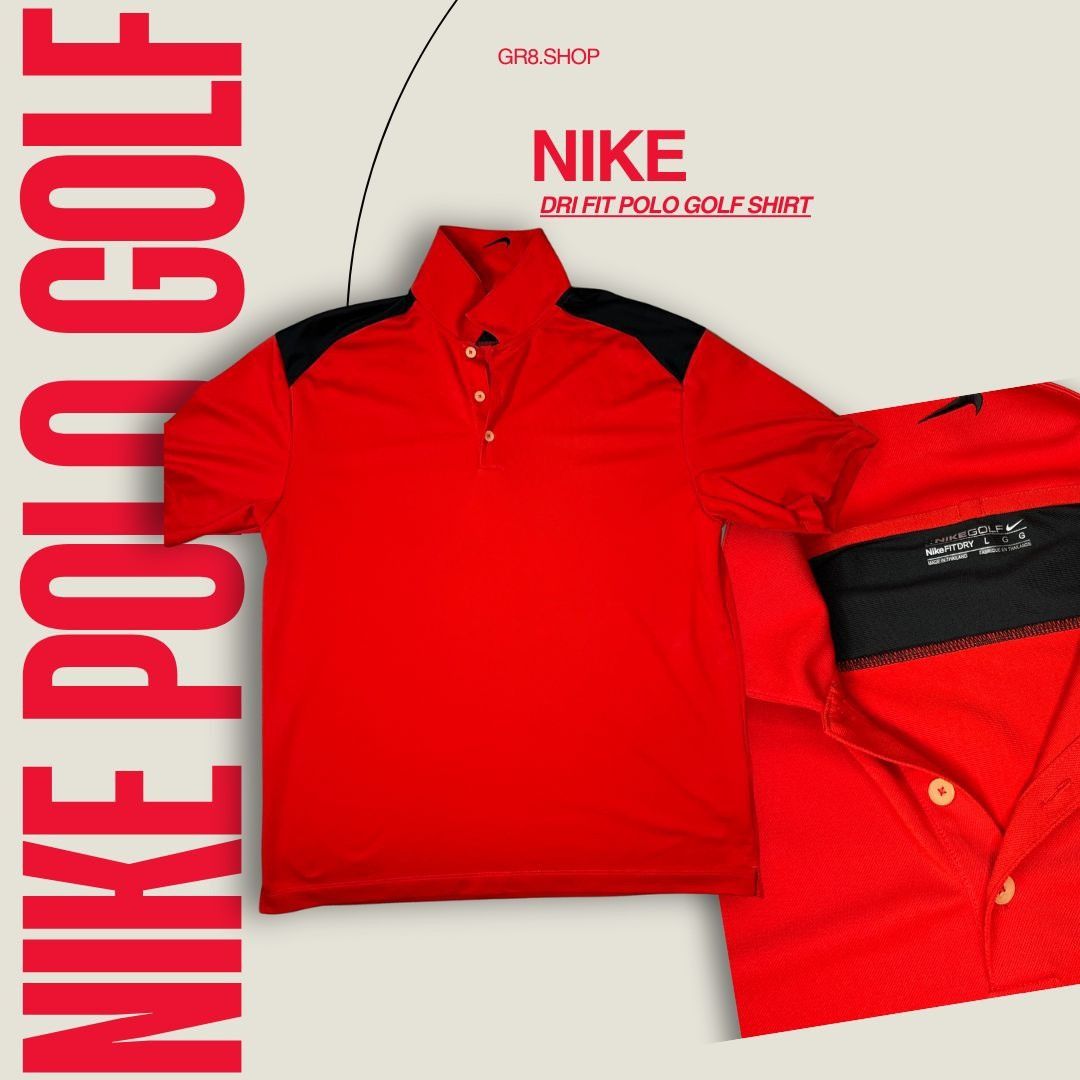 Nike Nike Golf Dri-Fit Red & Black Short Sleeve Polo Shirt Mens L Size US L / EU 52-54 / 3 - 1 Thumbnail