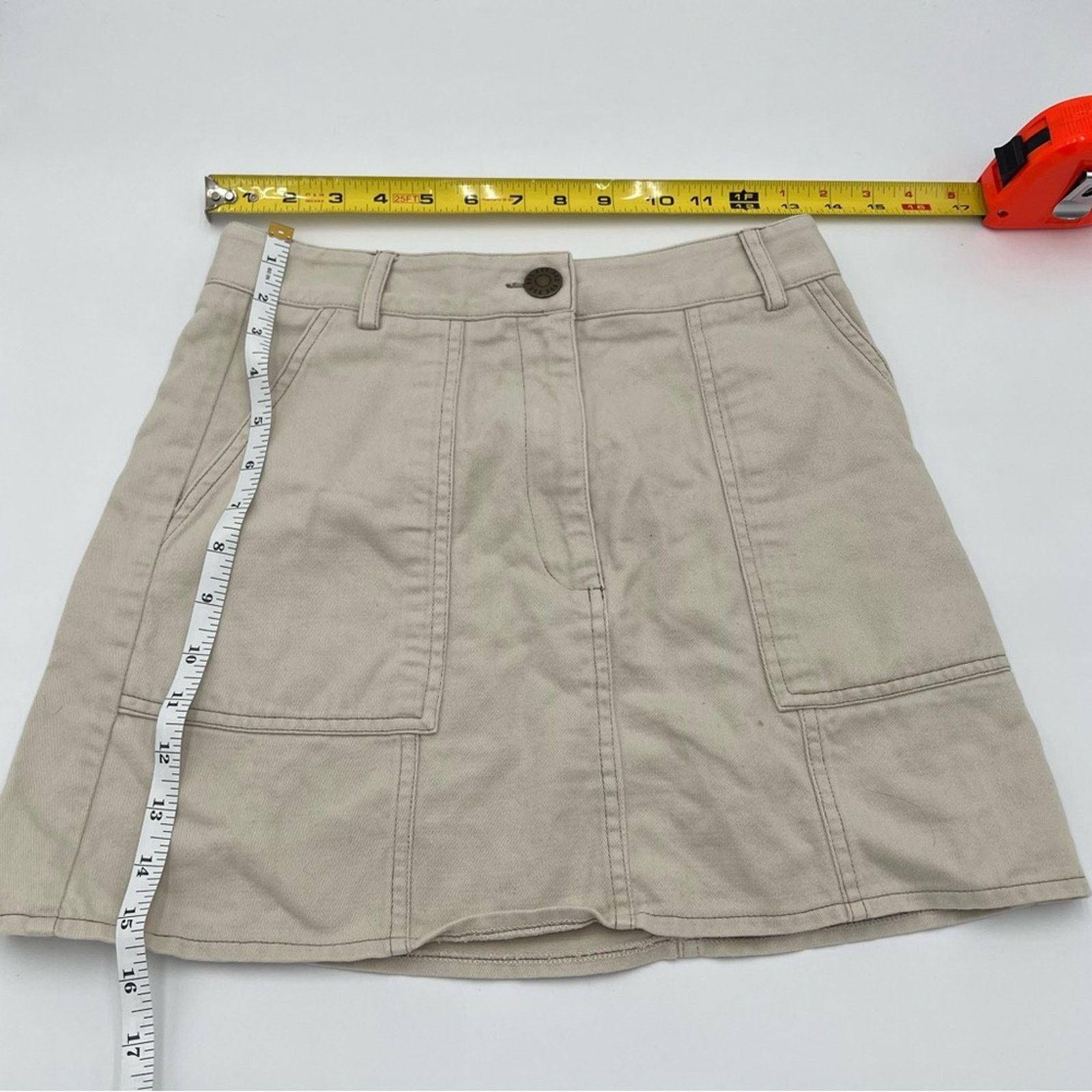 Urban Outfitters Urban Outfitters BDG Beige Denim Mini Skirt Size S-P Size 27" / US 4 / IT 40 - 2 Thumbnail