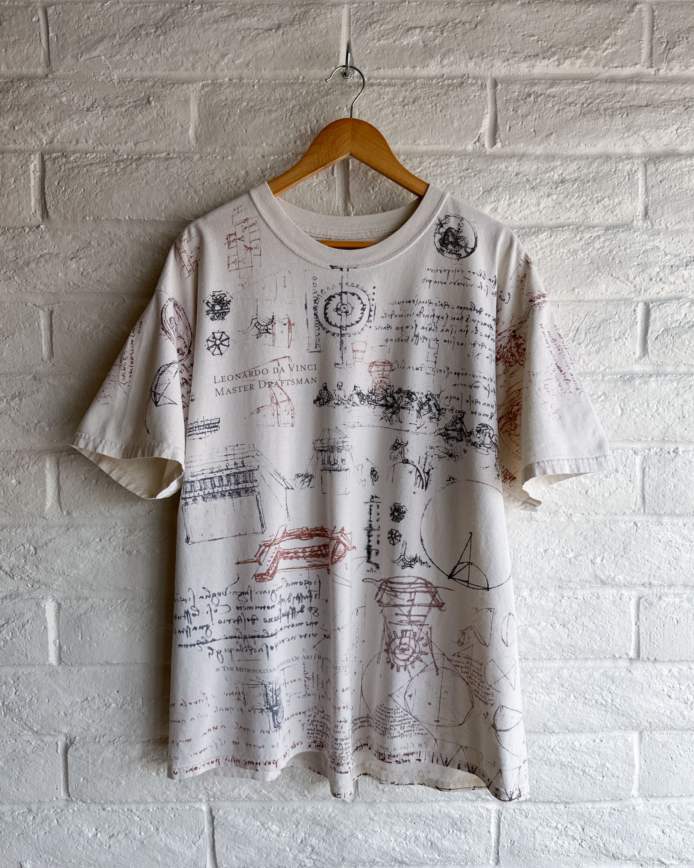 Vintage Vintage 90s Leonardo DaVinci T Shirt Men's XL AOP Scribble Size US XL / EU 56 / 4 - 1 Thumbnail