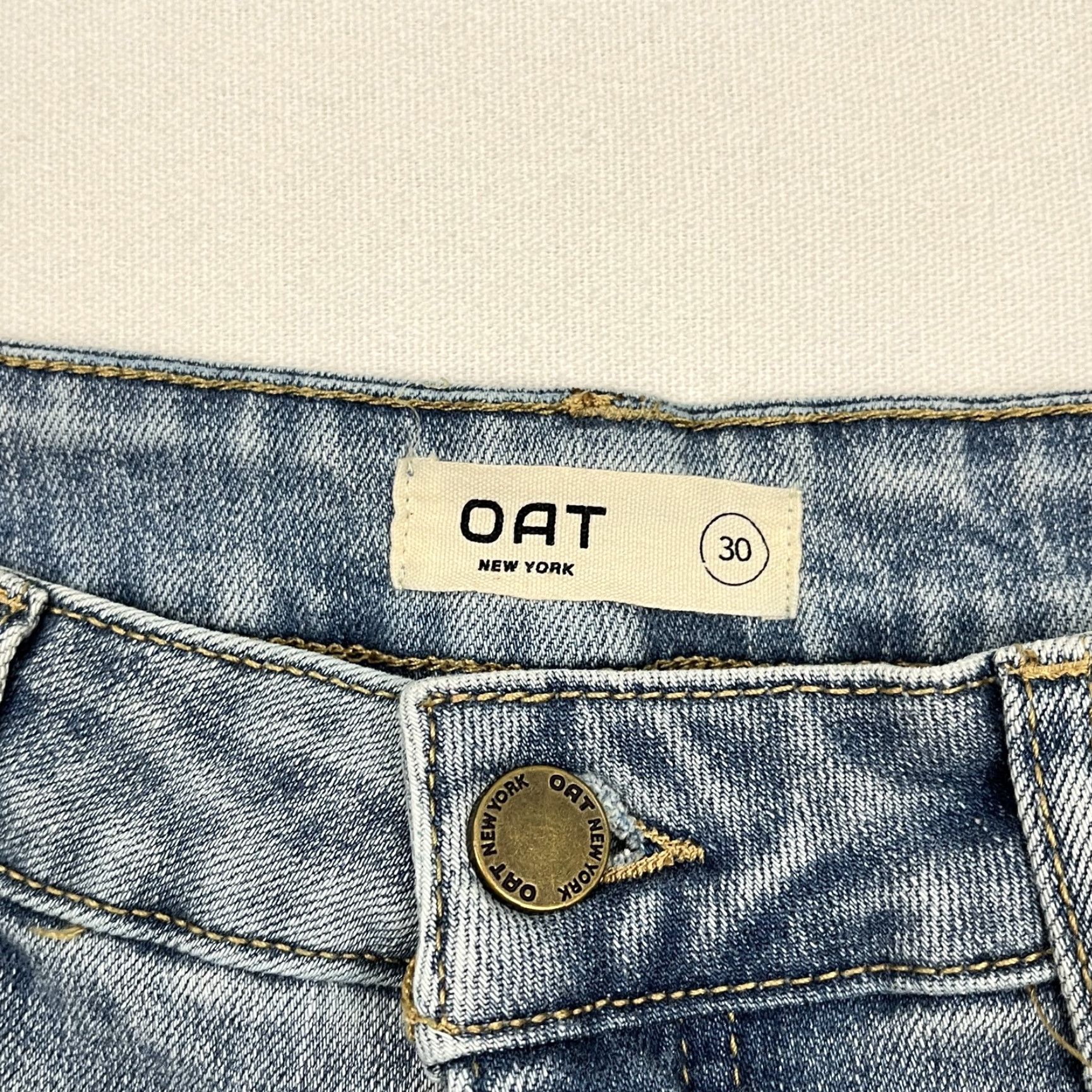 Vintage OAT New York Jeans Straight Light Wash Denim High Rise 30 W31 I28 Slim 5-Pocket Womens Jeans Blue Size 30" / US 8 / IT 44 - 2 Thumbnail
