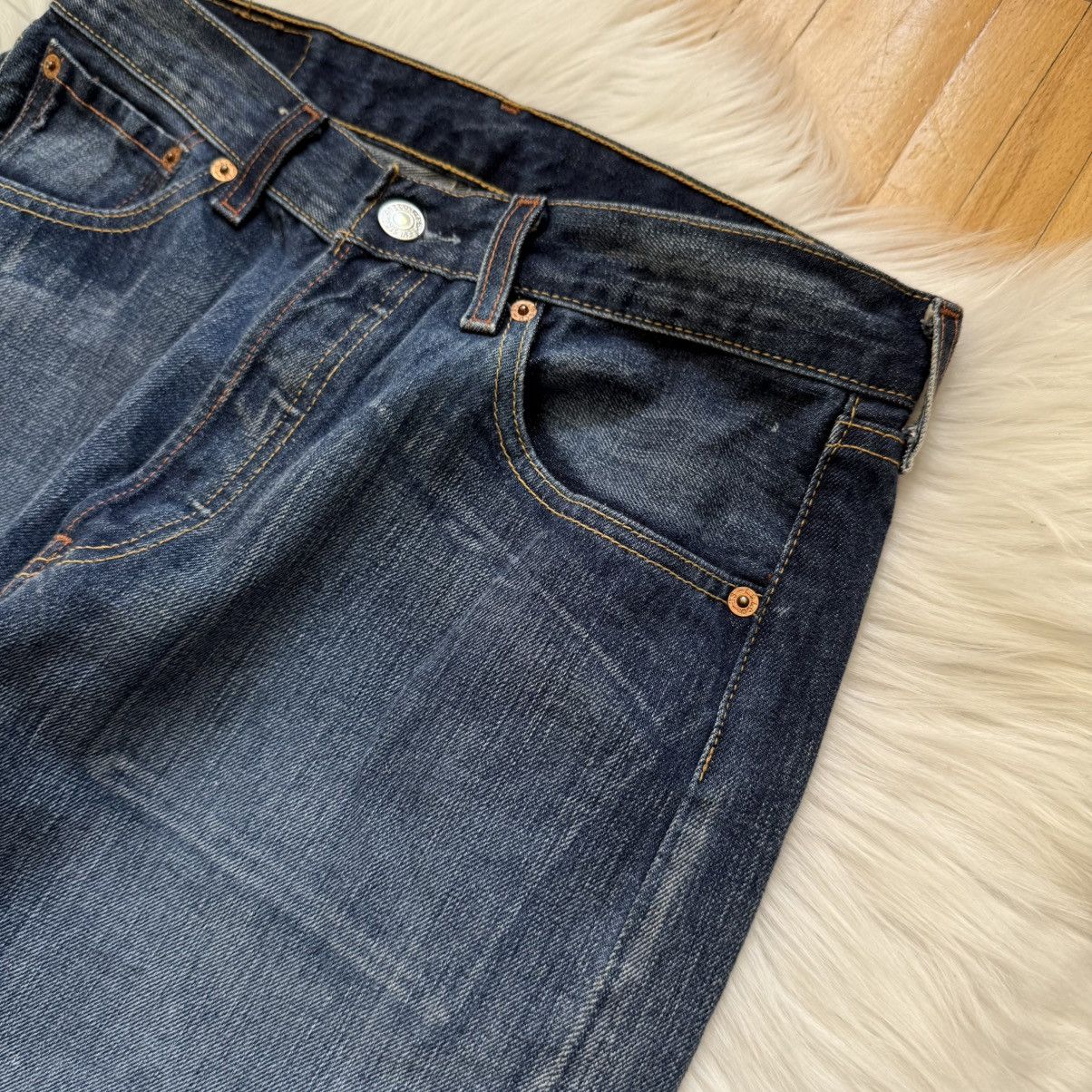 Levi's 📌 Vintage 00’s Levi's 501 Denim Washed Jeans Size US 31 - 13 Thumbnail