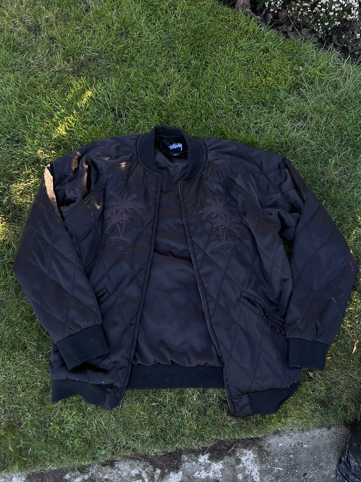 Stussy Quilted Palm Tree Bomber Jacket Size US M / EU 48-50 / 2 - 1 Thumbnail