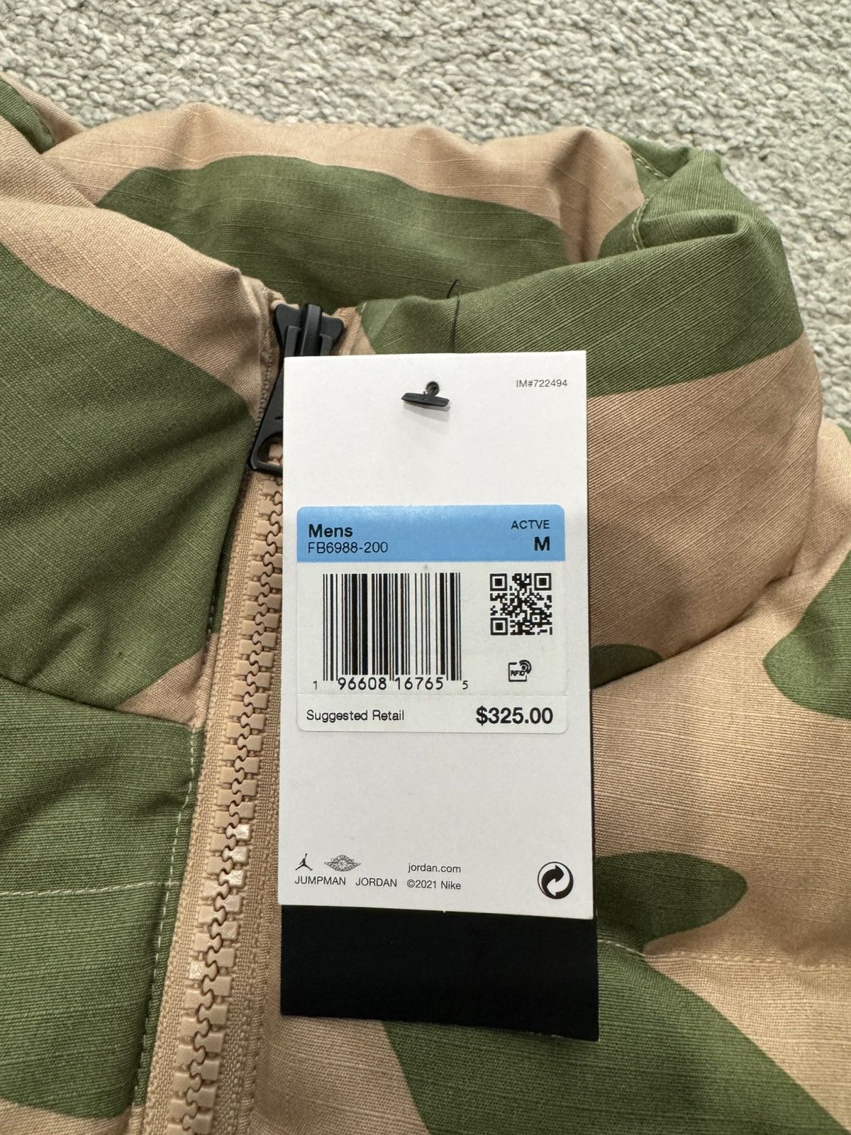 Jordan Brand Nike Air Jordan Green Tan Camo Down Puffer Jacket Brand New Size US M / EU 48-50 / 2 - 4 Thumbnail