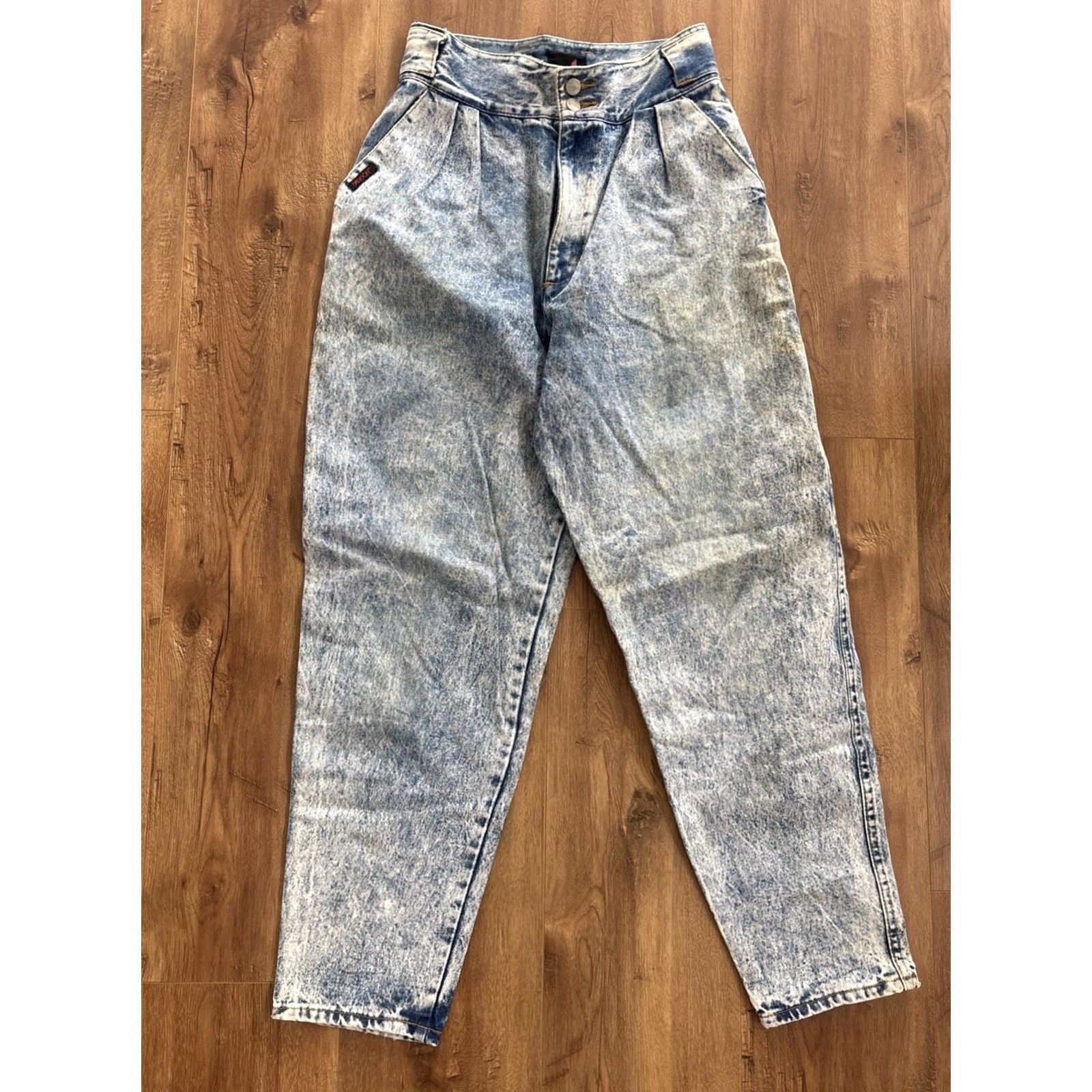 Vintage VINTAGE Sasson Jeans Denim Blue Acid Wash Parachute High Waist 14 Womens Tapered 80s 90s Size 26" / US 2 / IT 38 - 4 Thumbnail