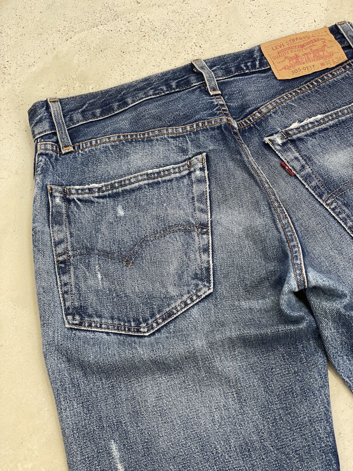 Levis 505 Talon Big E Redline Selvedge Repro Distressed