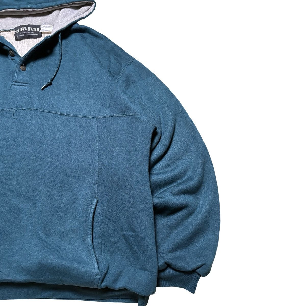 Other Vintage 90s Thermal Lined Henley Hoodie Sweatshirt Waffle L Size US L / EU 52-54 / 3 - 2 Thumbnail