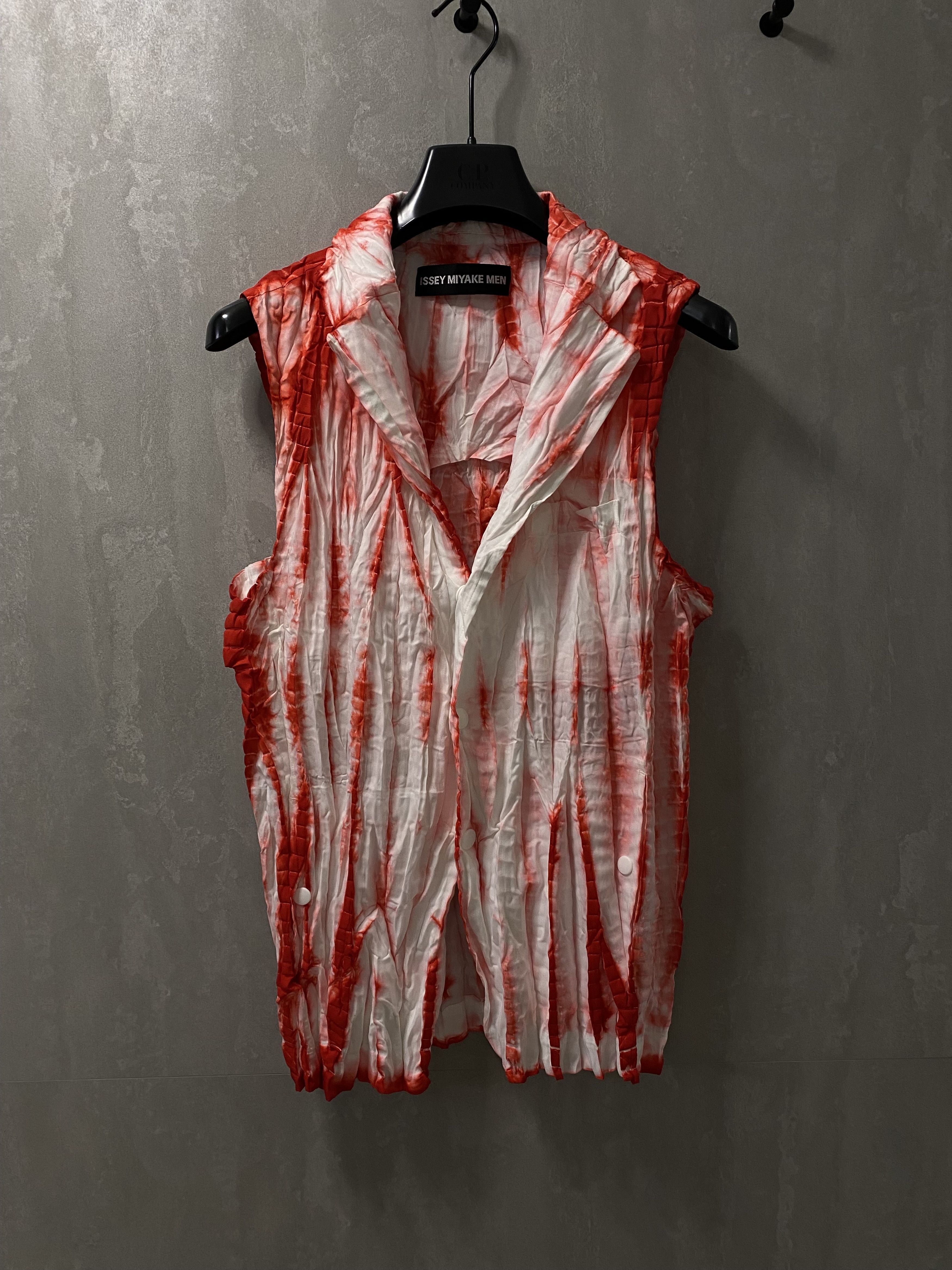Issey Miyake ISSEY MIYAKE blood dyed tie band collar drawing vest shirt Size US M / EU 48-50 / 2 - 1 Thumbnail