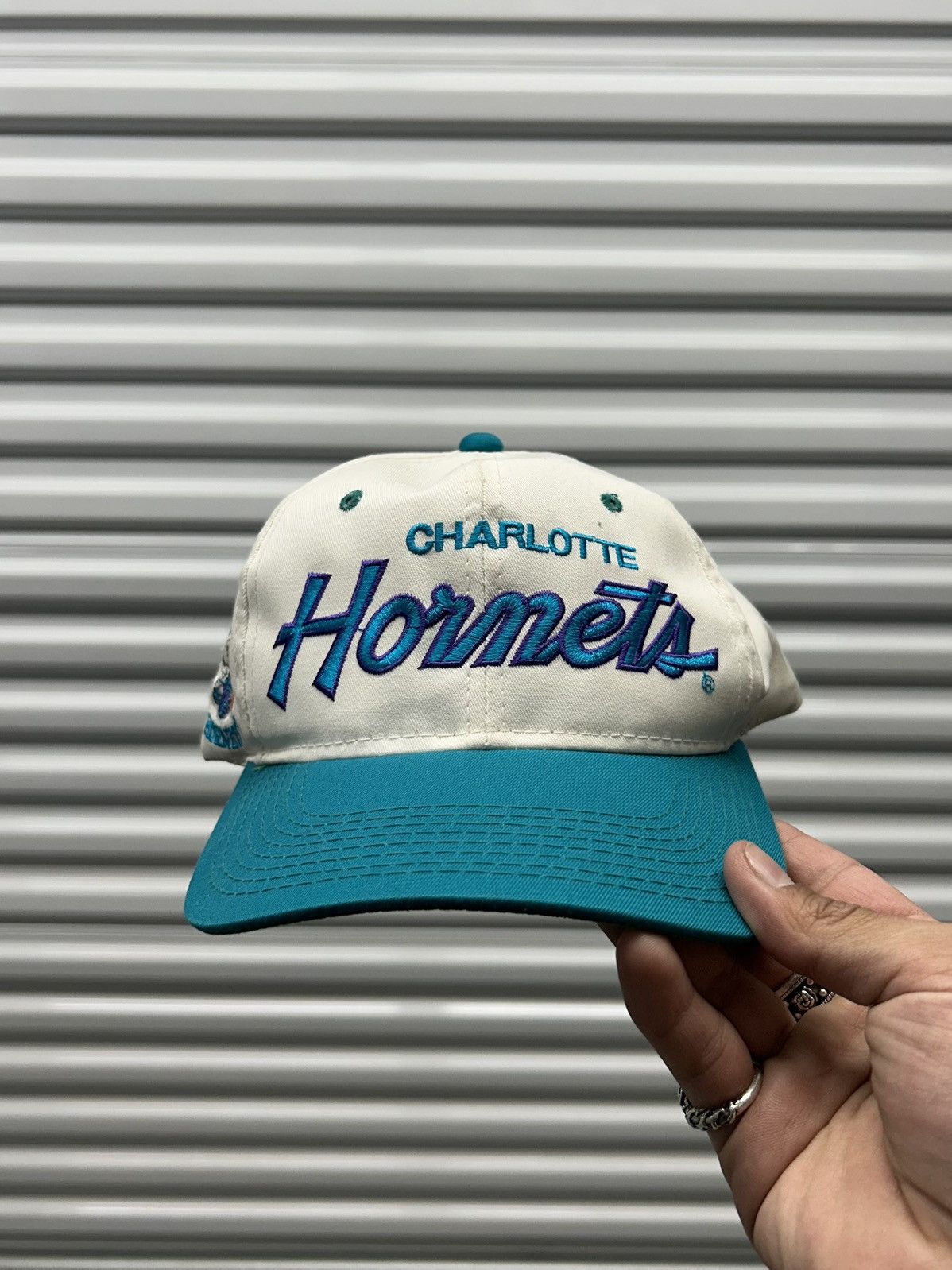 image of NBA x Sports Specialties Vintage 90's Sports Specialties Charlotte Hornets Script in White, Men's